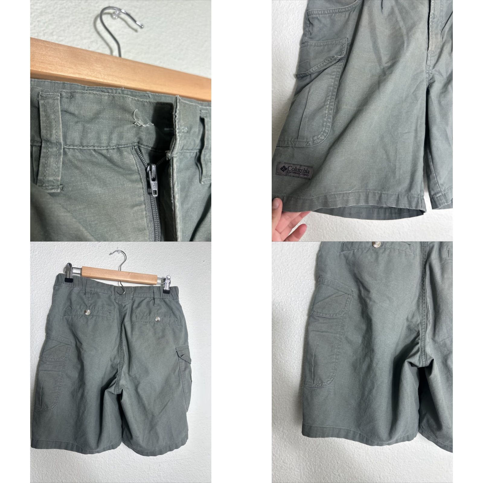 Olive Columbia Cargo Shorts Womens Small Olive Green 28x8 Regular Flaw Missing Button Mens? Size 28" / US 6 / IT 42 - 8 Thumbnail