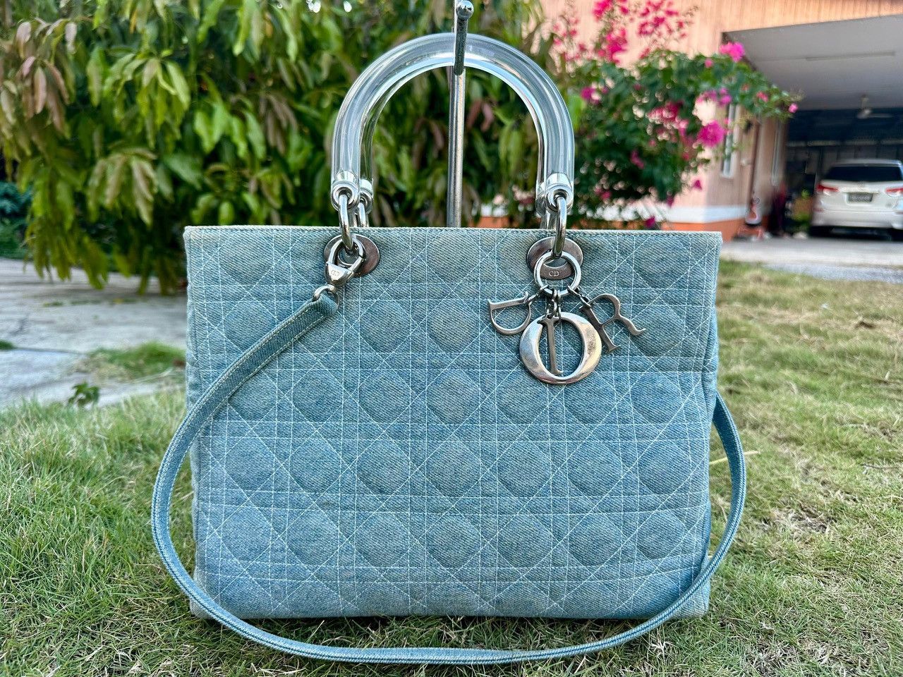 Dior Authentic Christian Dior Lady Dior Denim Large Tote Bag Size ONE SIZE - 1 Thumbnail