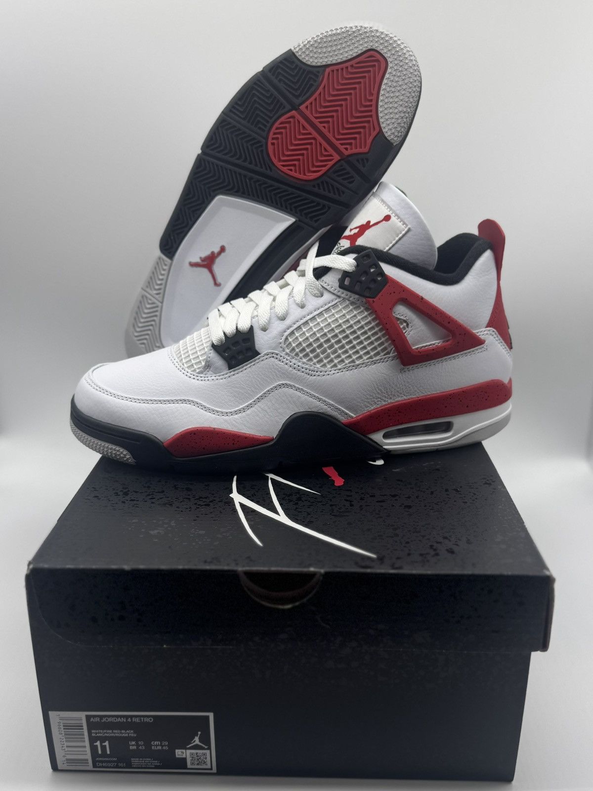 Nike Air Jordan Retro 4 Red Cement DH6927-161 Men’s Size 1