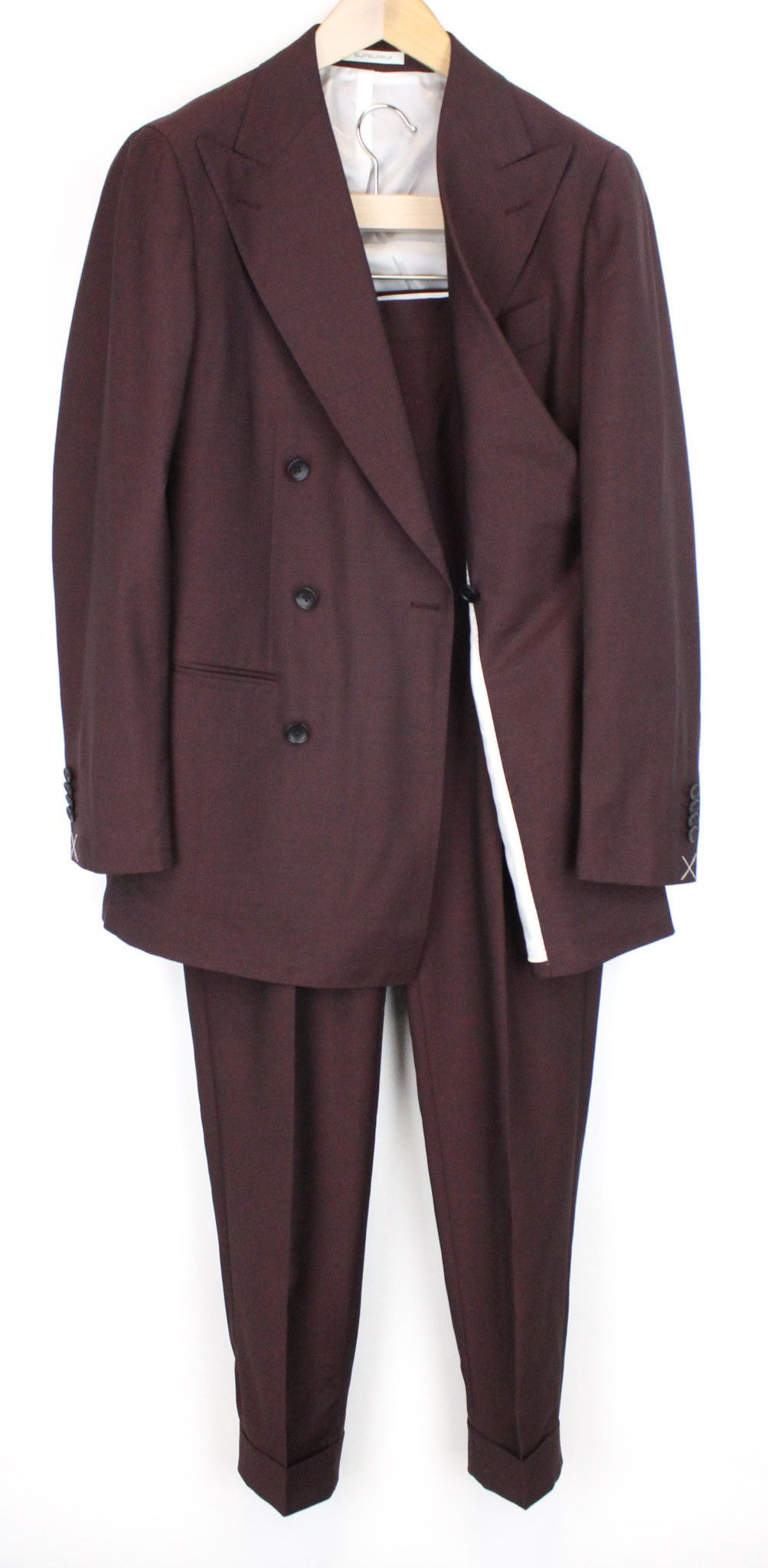 image of Suitsupply Havana Uk38R Purple Wool Mohair Double-Breasted Suit 66966, Men's