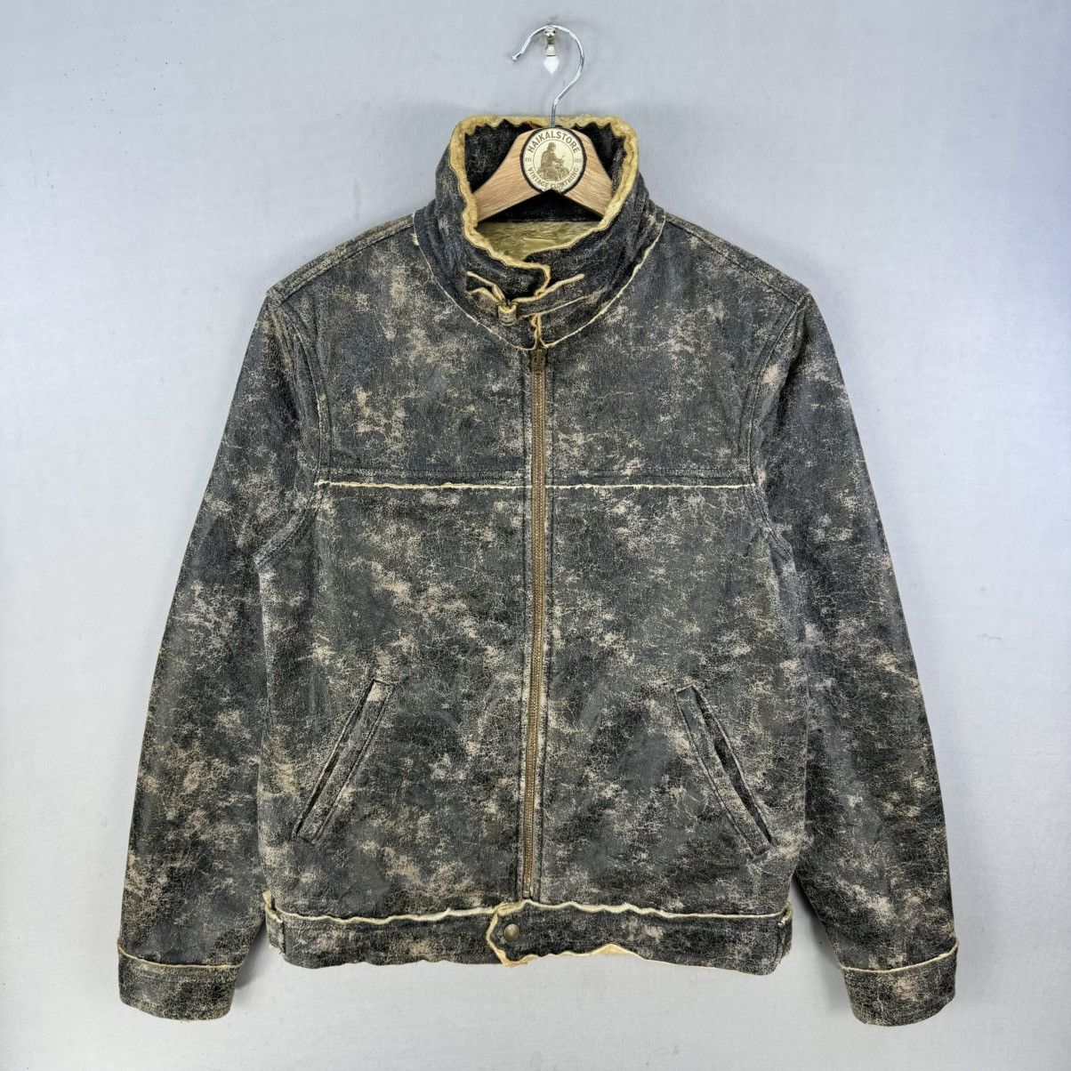 Japanese Brand Vintage Albe Trashed Synthetic Leather Jacket Size US S / EU 44-46 / 1 - 1 Thumbnail