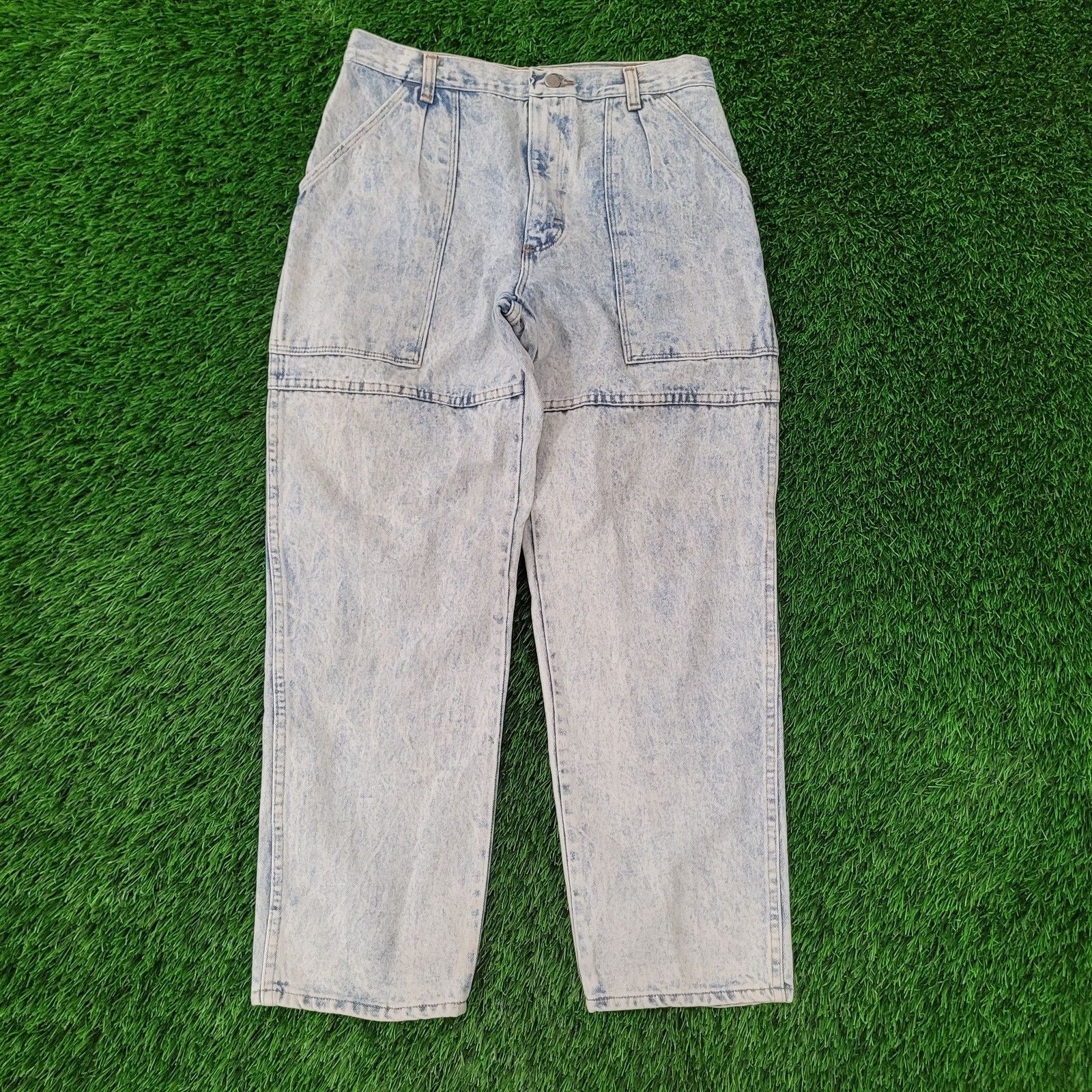 Wrangler VTG 80s Wrangler Acid-Wash Jeans High-Rise Double Knee USA Size US 30 / EU 46 - 1 Thumbnail