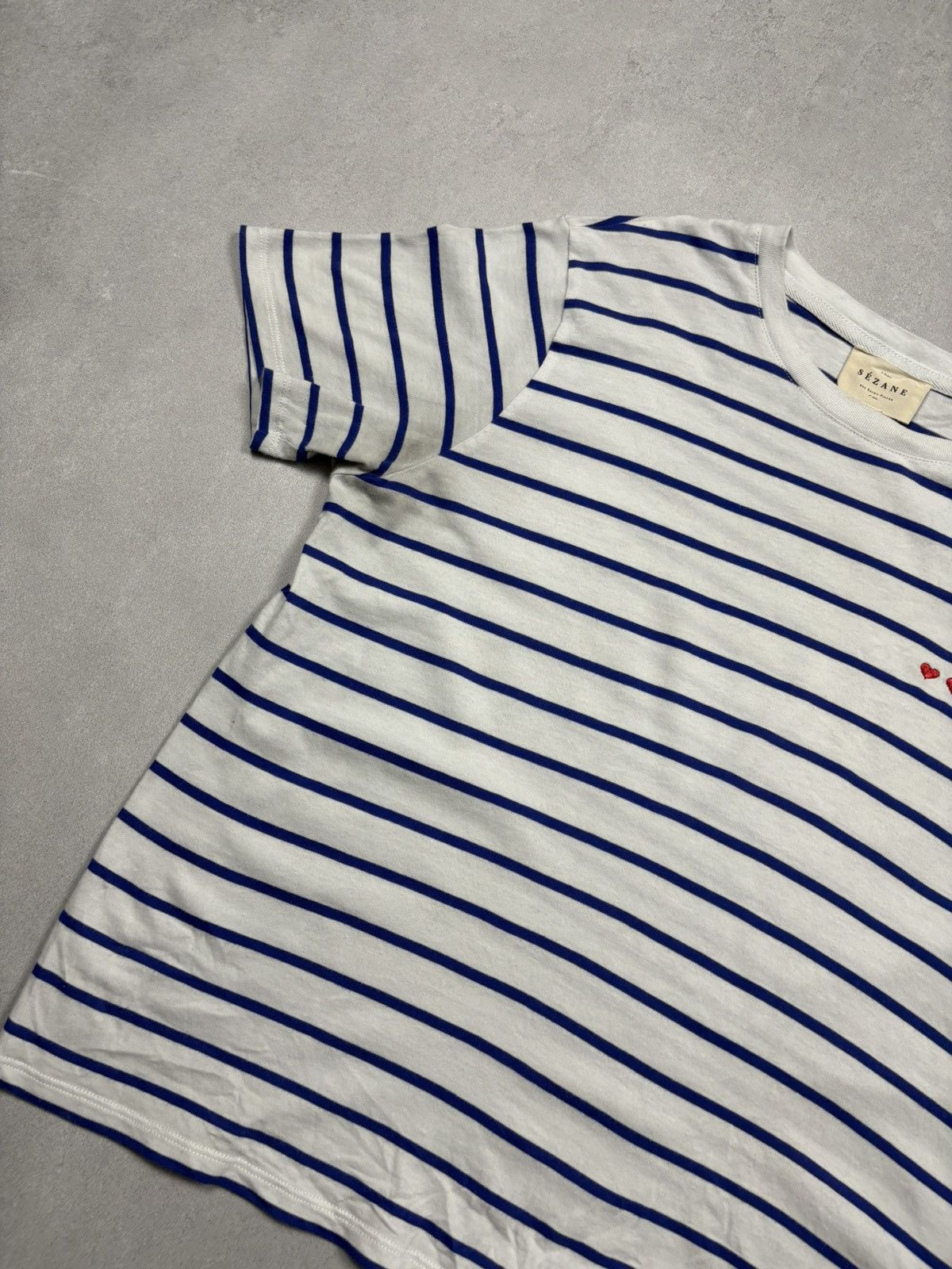 Sezane Sezane Colette Marinière Coeur Striped Heart Embroidery Tee Size M / US 6-8 / IT 42-44 - 3 Thumbnail