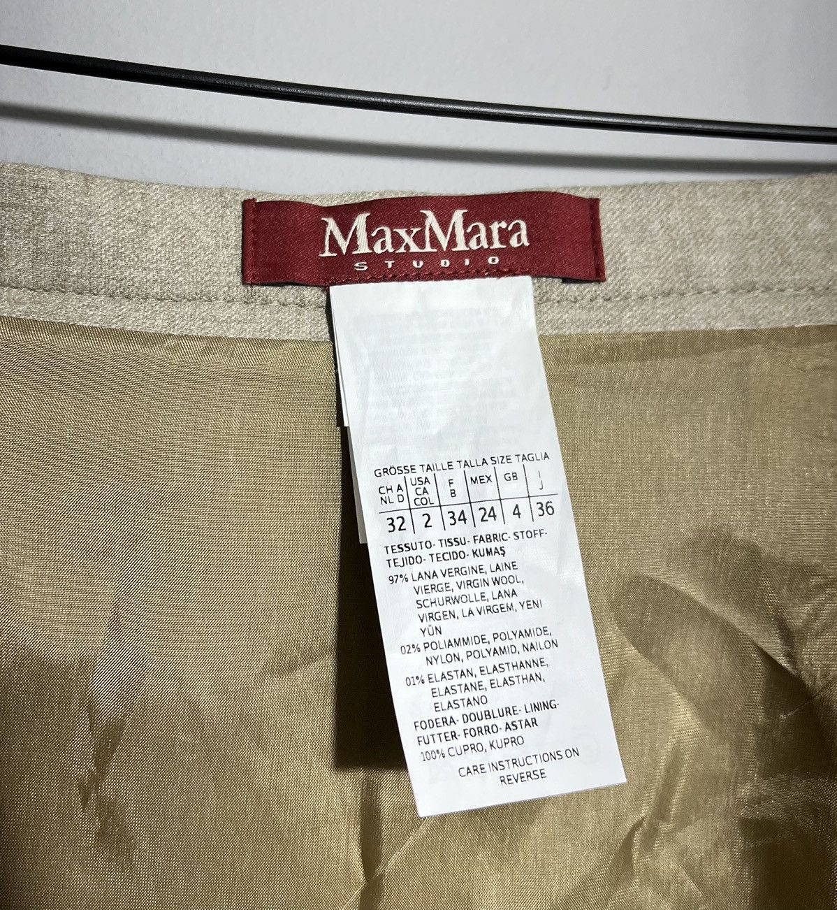 Max Mara × Vintage Max Mara Studio Sand Skirt Size 26" / US 2 / IT 38 - 8 Thumbnail