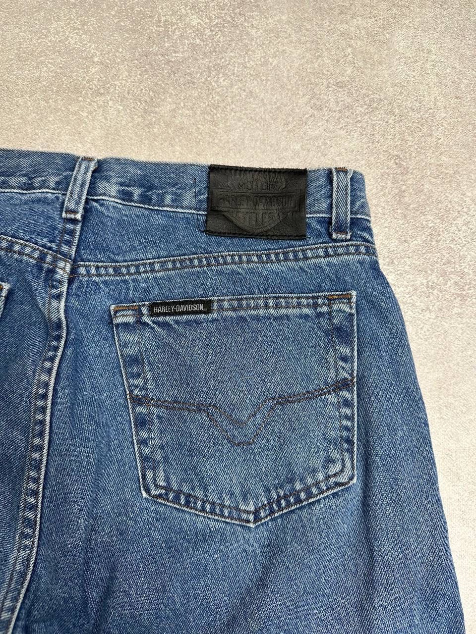 Harley Davidson VINTAGE HARLEY DAVIDSON Washed Denim Relaxed Moto JEANS Size US 33 - 6 Thumbnail