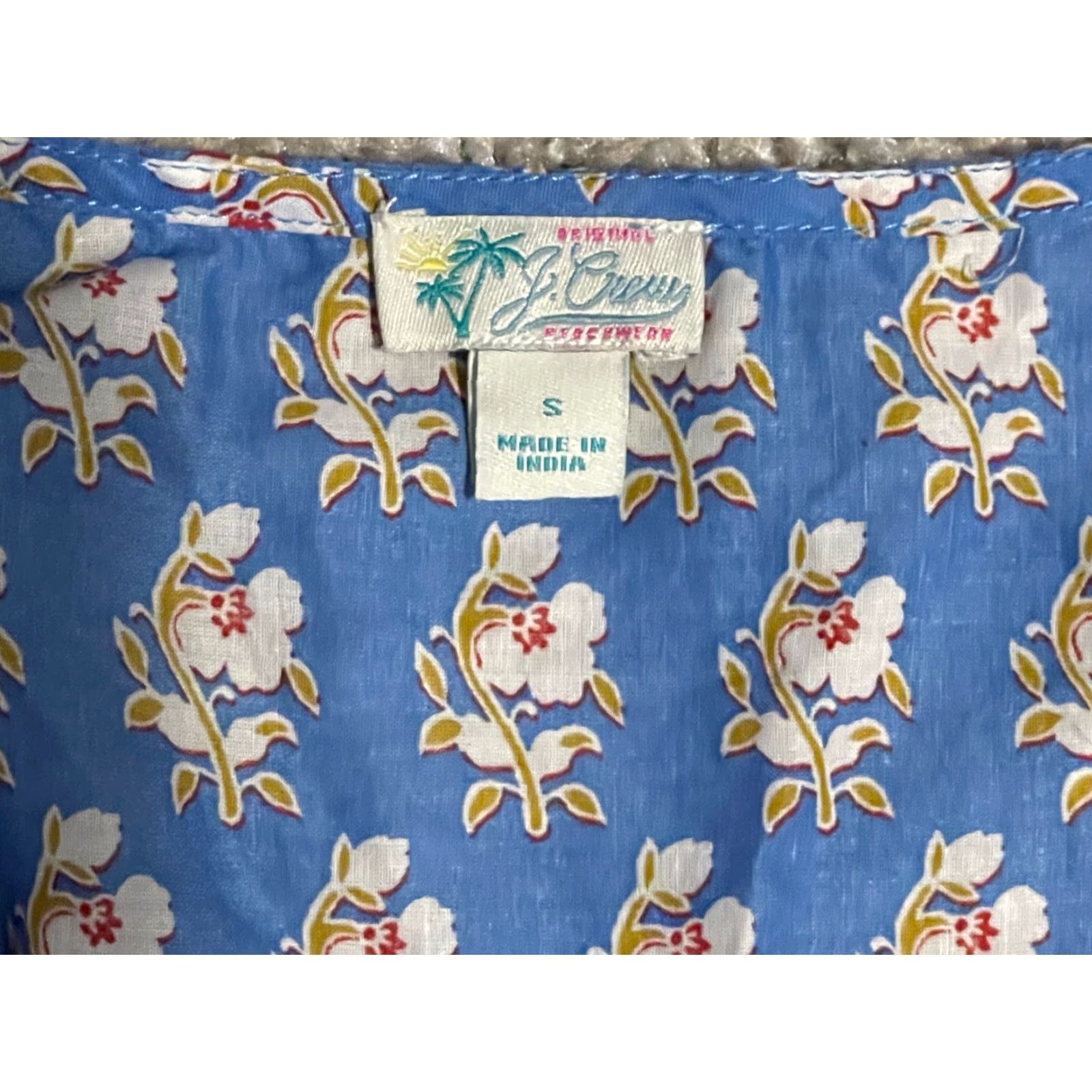 J.Crew J. Crew Dress S Blue Floral Block Print Midi Cotton No Belt Size S / US 4 / IT 40 - 3 Thumbnail