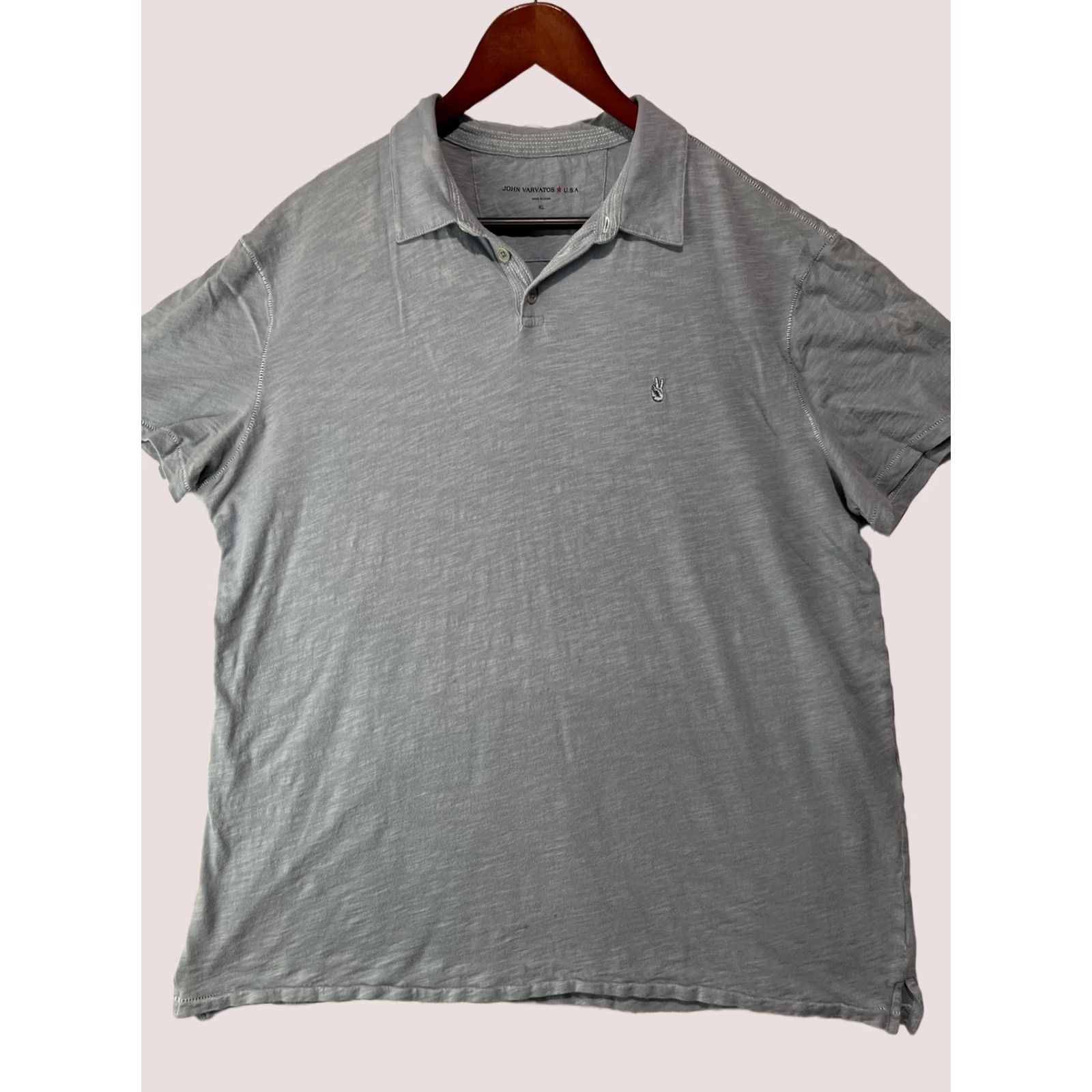 John Varvatos John Varvatos Polo Shirt XL Blue Mens Casual Preppy Button Up Polo Shirt Size US XL / EU 56 / 4 - 1 Thumbnail