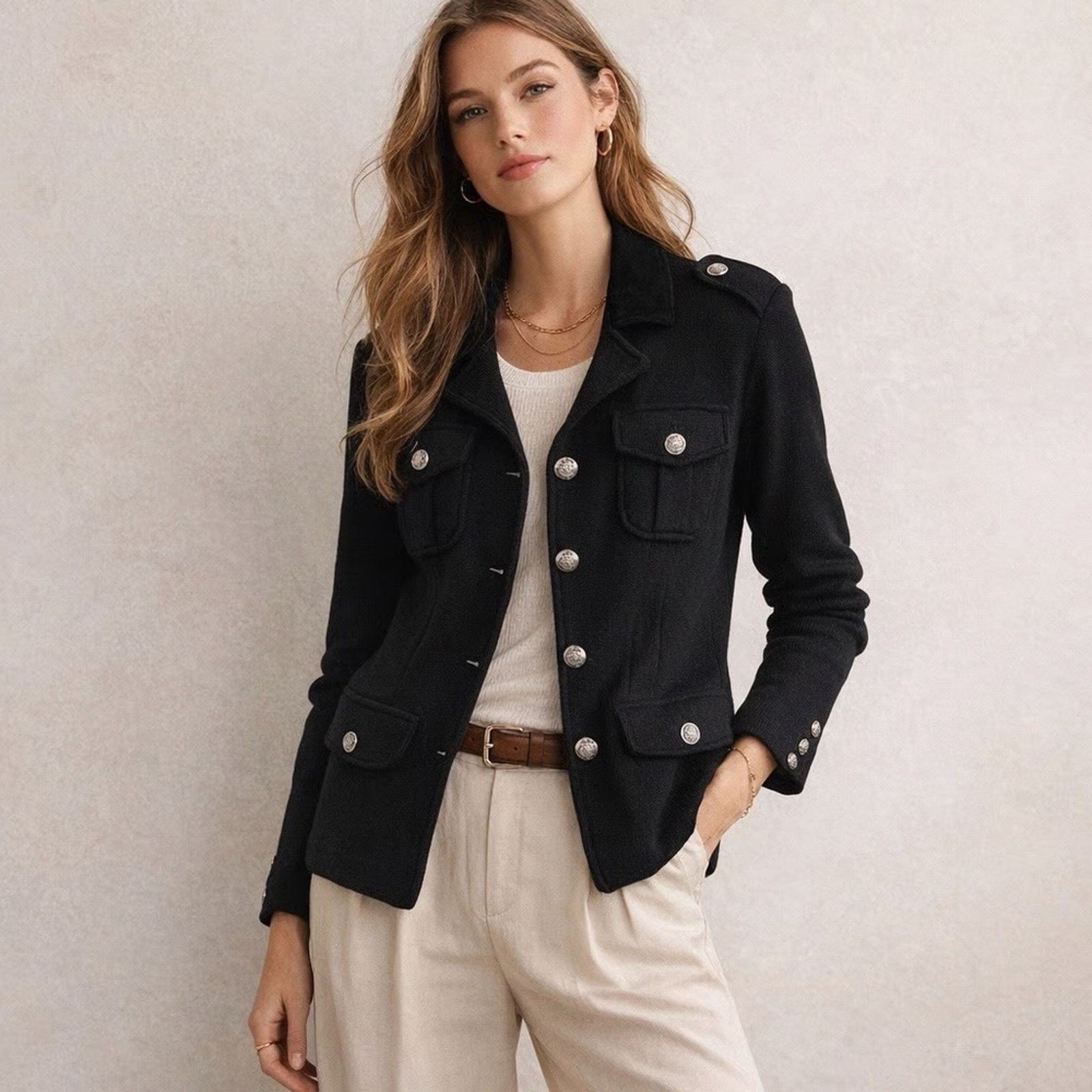 Lauren Ralph Lauren Lauren Ralph Lauren NWT Military Knit Blazer Jacket Womens S Size S / US 4 / IT 40 - 1 Thumbnail