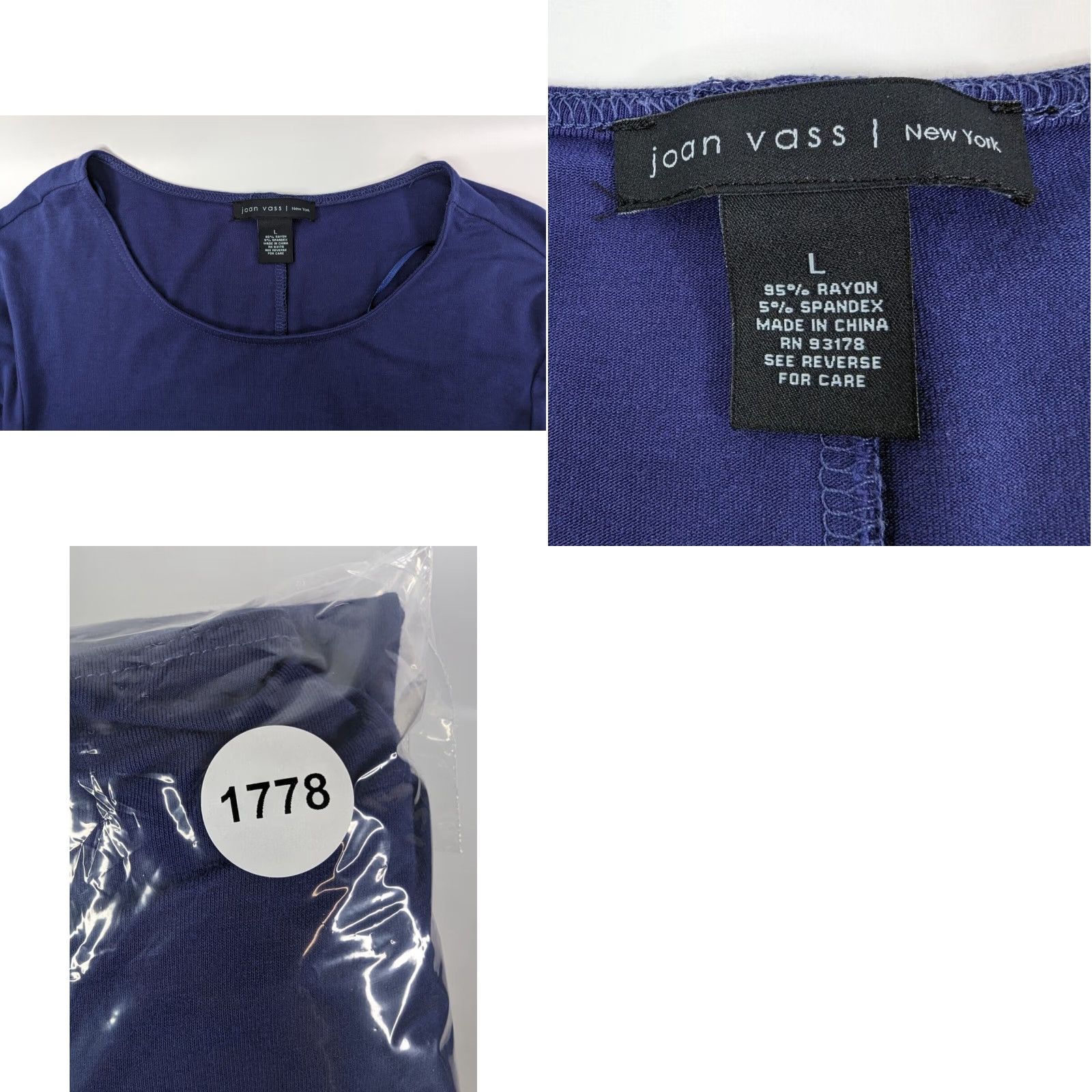 Vintage Joan Vass New York Dress Navy Blue Midi L Pockets Rayon Women's Size L / US 10 / IT 46 - 8 Thumbnail