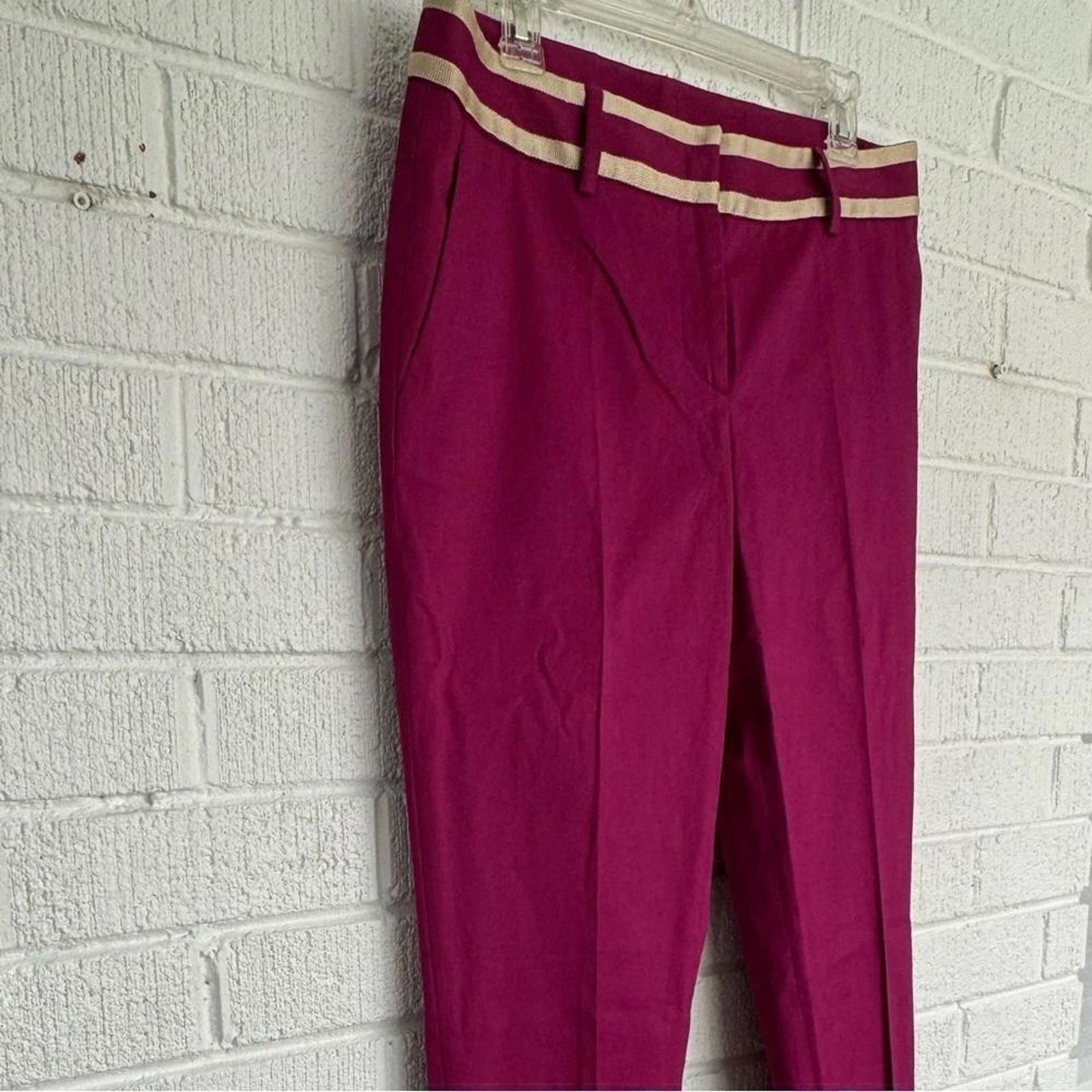 Designer Fuchsia Dress Pants Striped Waistband RED Valentino Size 28" / US 6 / IT 42 - 2 Thumbnail