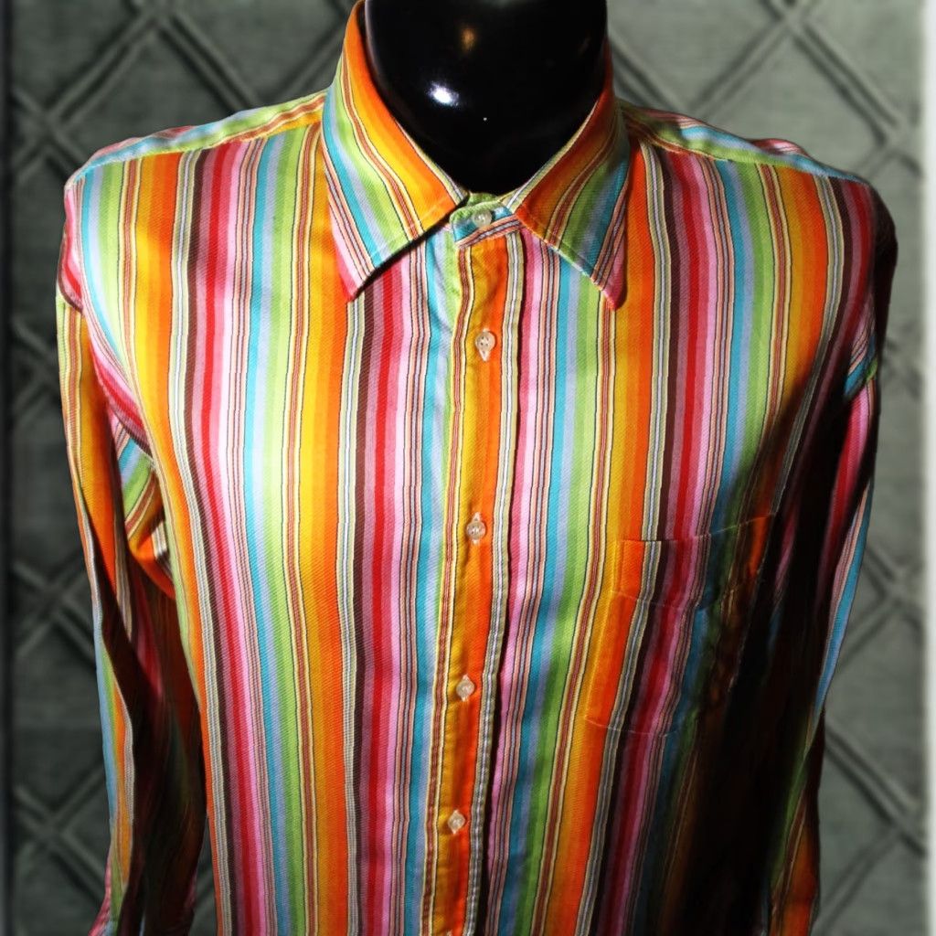 Paul & Shark VINTAGE PAUL & SHARK Yachting Orange Striped Long Sleeve Shirt Mens XL Size US XL / EU 56 / 4 - 1 Thumbnail