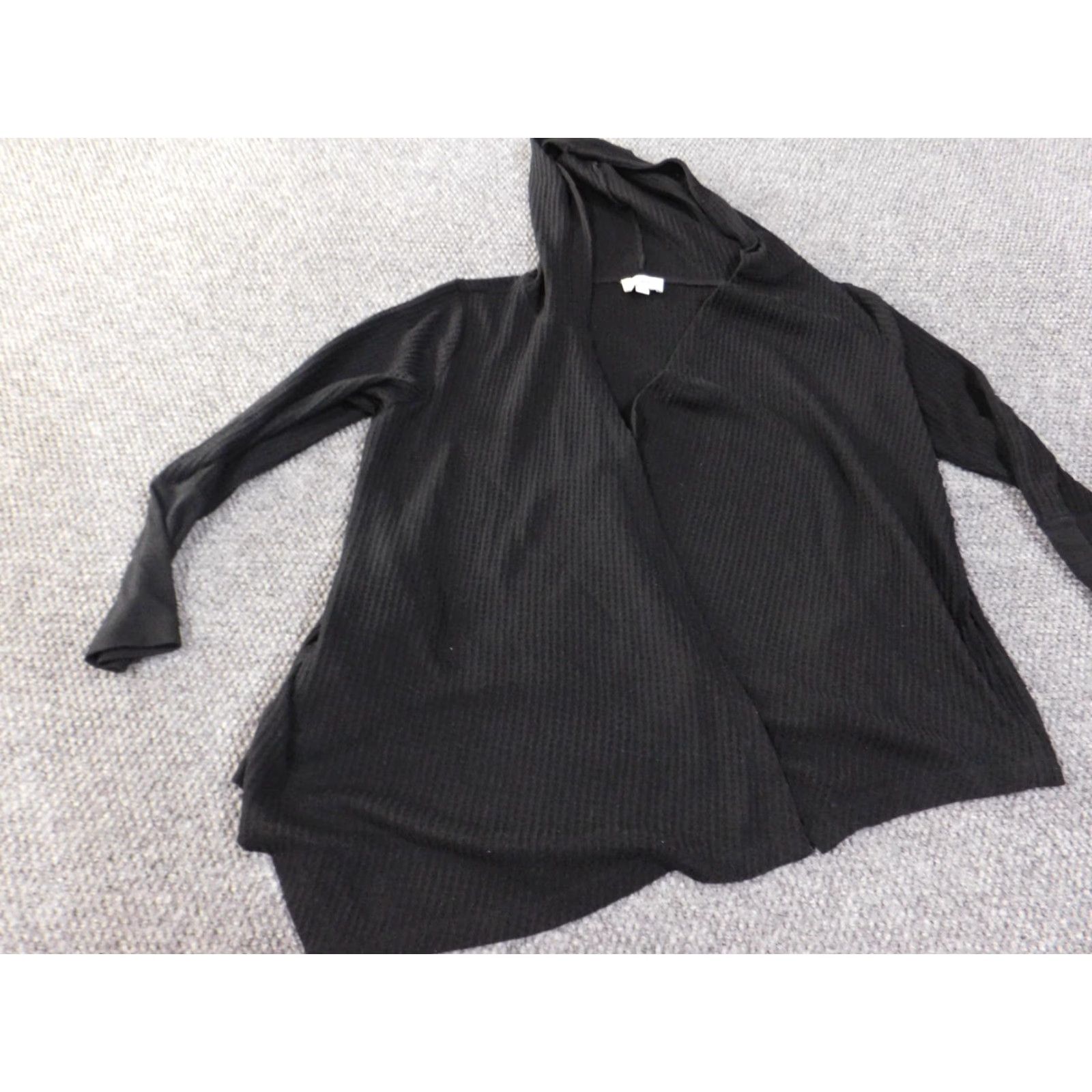 Loft LOFT Cardigan Sweater Ladies L Black Cotton Knit Rib Long Sleeve Round Neck Stretch Button Up Modern Designer Casual Fall Winter Spring Size L / US 10 / IT 46 - 3 Thumbnail