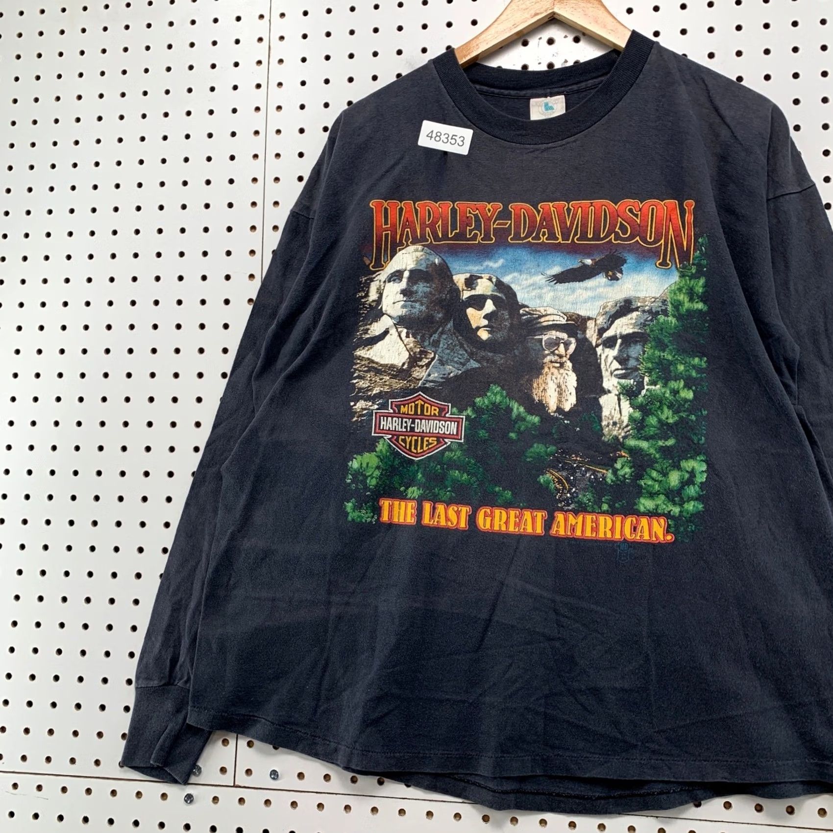 Harley Davidson VINTAGE Harley-Davidson Long Sleeve Shirt Mens 2XL Black Mount Rushmore Graphic Print Logo 100% Cotton Jersey Double-Sided Crew Neck Size US XXL / EU 58 / 5 - 3 Thumbnail