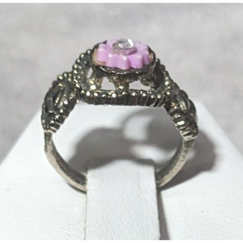 Other Purple Floral And Silver Tone Fashion Ring Size 4 1/2 Size ONE SIZE - 3 Thumbnail