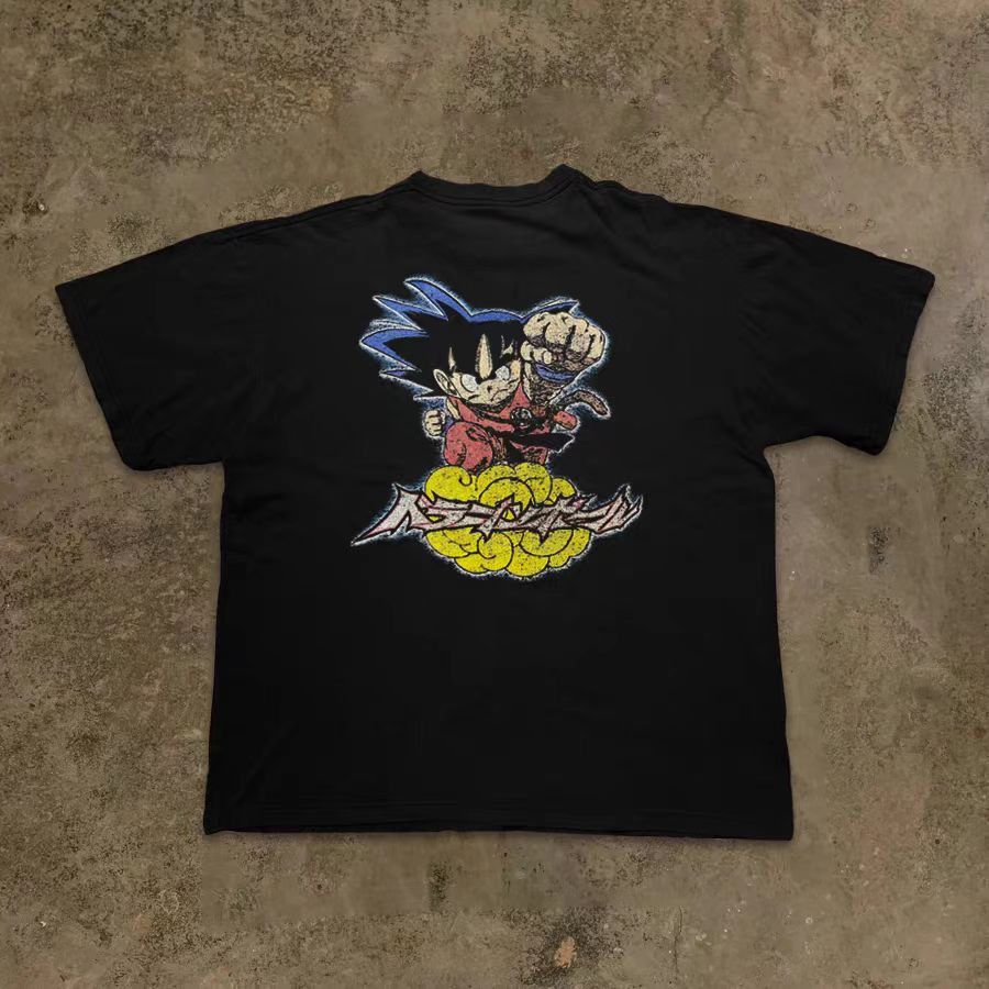 Vintage Black casual cartoon dragon ball pattern t-shirt Size US M / EU 48-50 / 2 - 1 Thumbnail