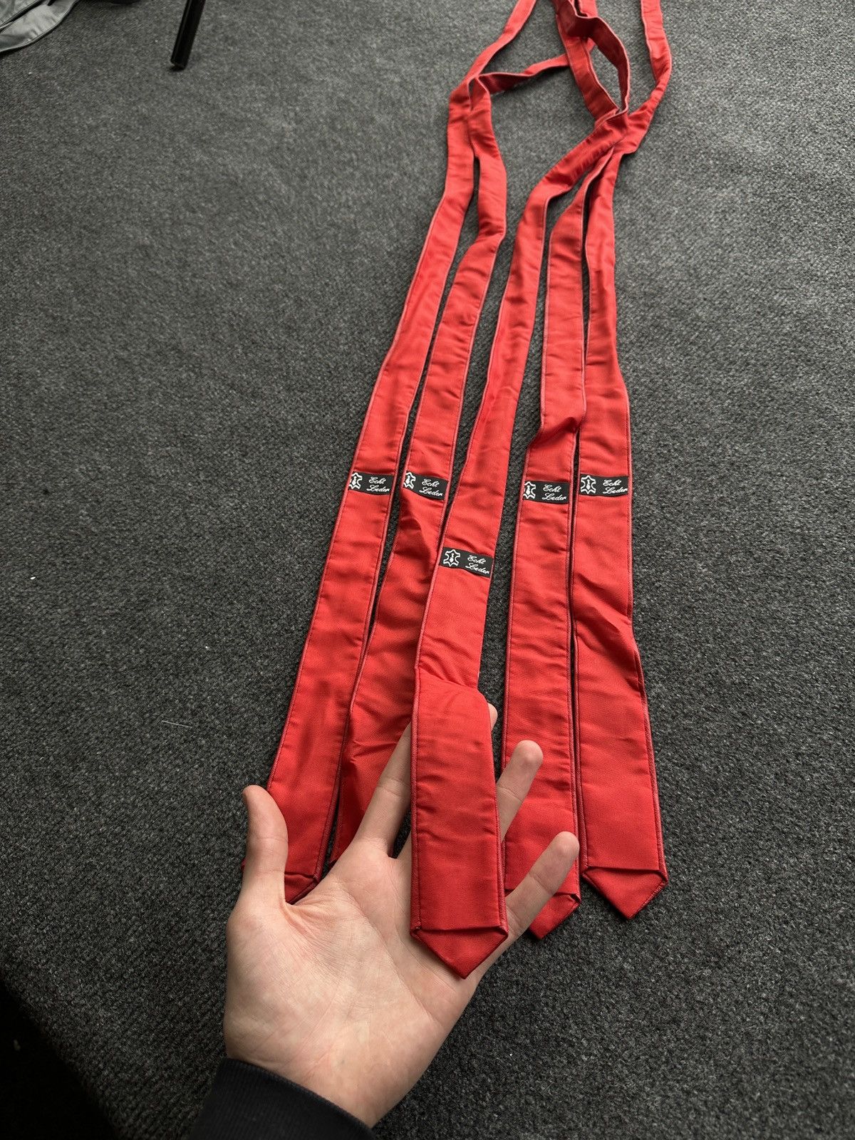 Other 🚨 LEATHER RED ITALY TIE LUXURY VNTG RARE OLD MONEY Size ONE SIZE - 1 Thumbnail