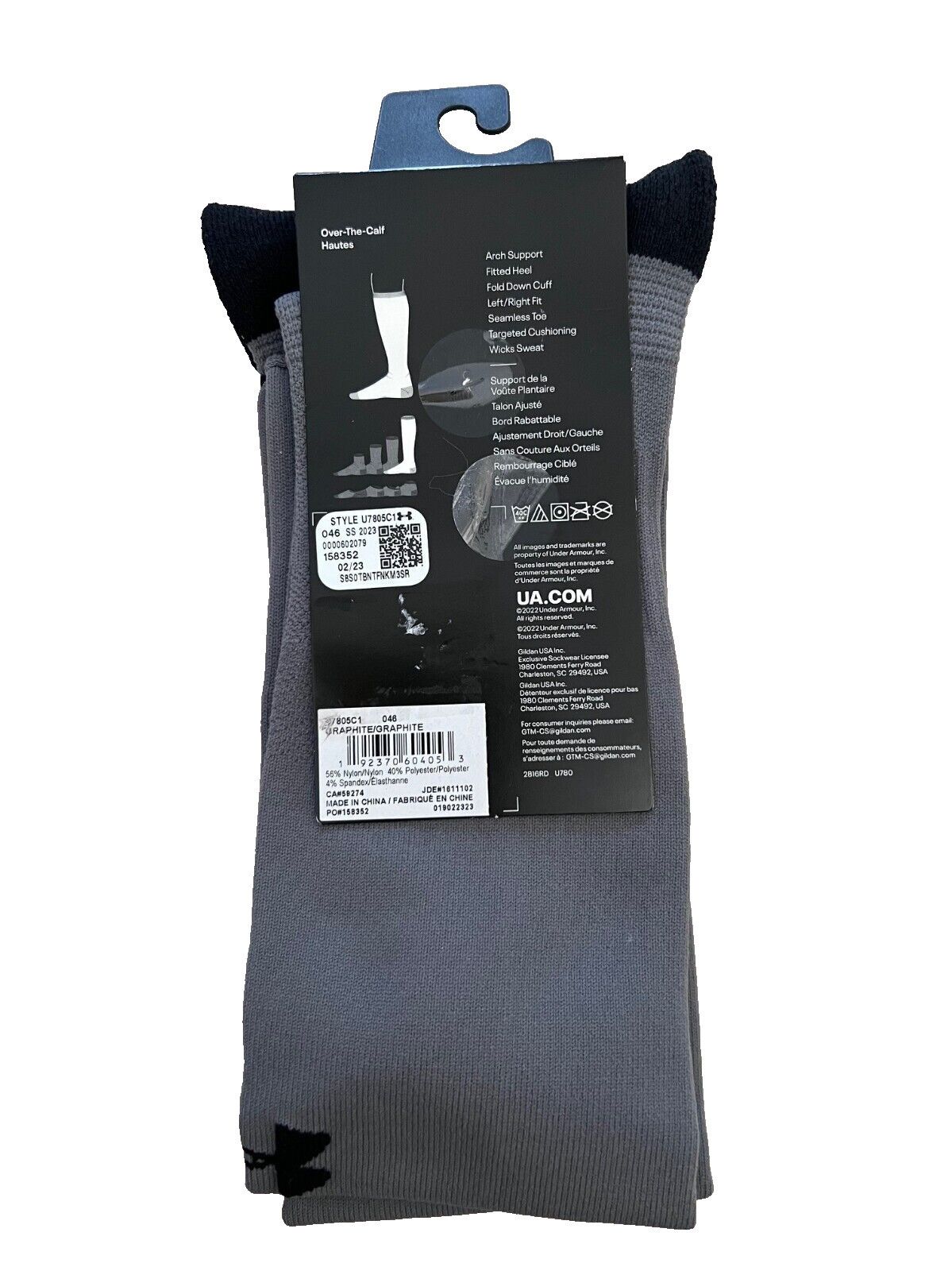 Under Armour Under Armour Over the Calf Soccer Socks Graphite ( 8.5-13 ) Size ONE SIZE - 2 Thumbnail
