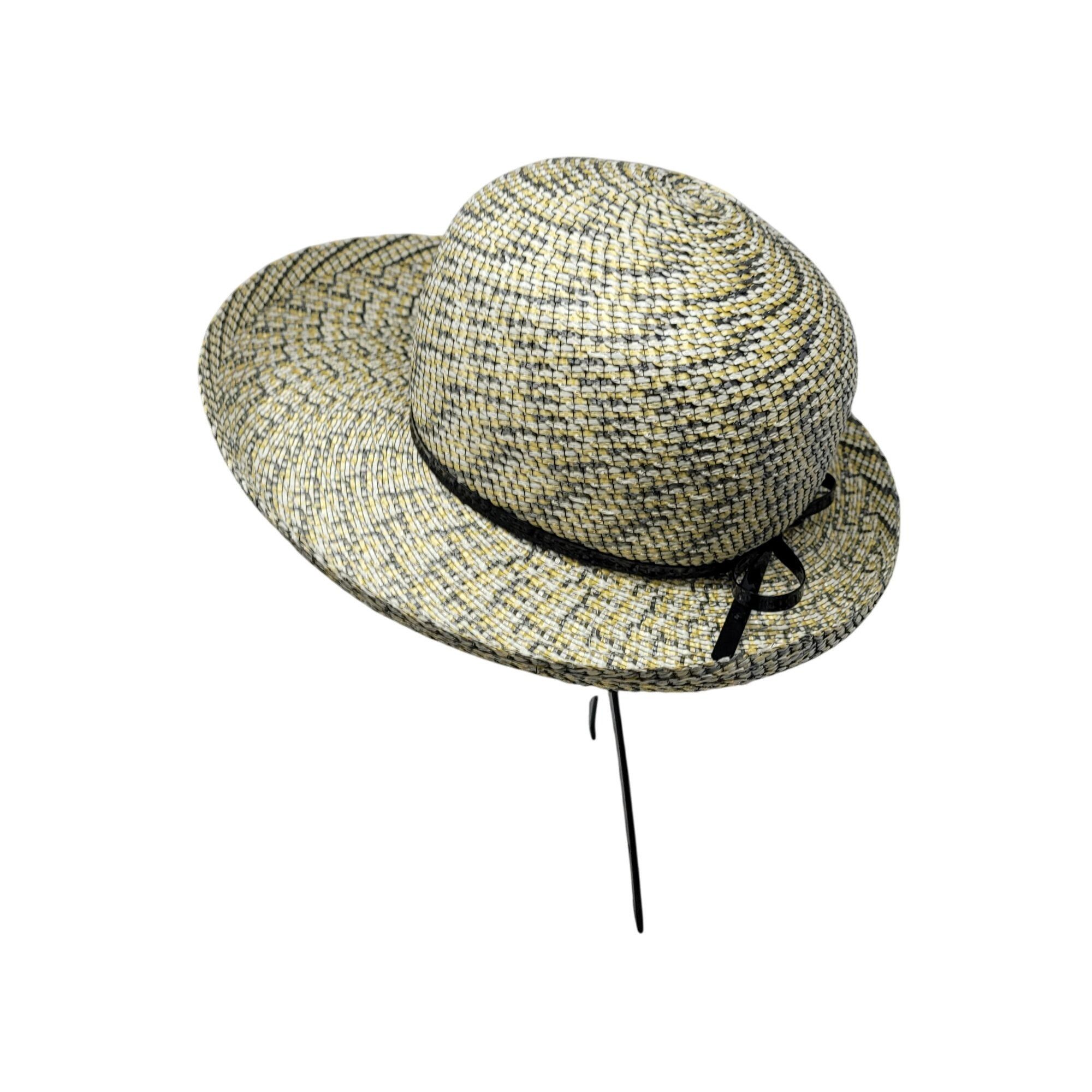 Vintage Vtg 60s Terry B. Womens Woven Straw Sun Hat Yellow Checkered Size ONE SIZE - 6 Thumbnail