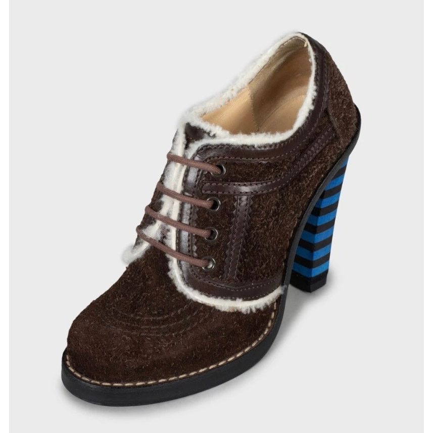 Balenciaga Balenciaga Brown Suede Striped Heels Ankle Boots Sz.35 Size US 5 / IT 35 - 3 Thumbnail