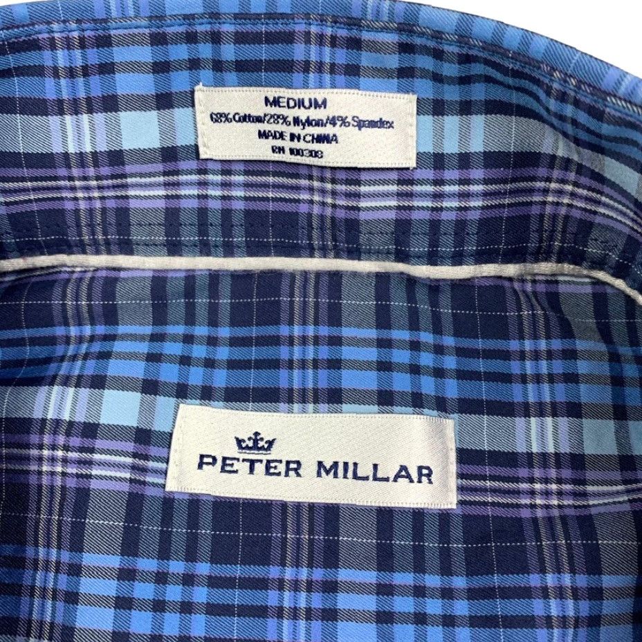 Peter Millar Peter Millar Shirt Men Long Sleeve Button-Down Blues Purple Plaid Medium Size US M / EU 48-50 / 2 - 3 Thumbnail