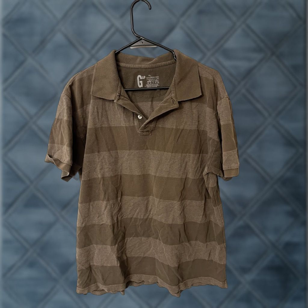 Gap VINTAGE Gap Polo Shirt Men XL Short Sleeve Brown Striped Golf Casual Size US XL / EU 56 / 4 - 1 Thumbnail