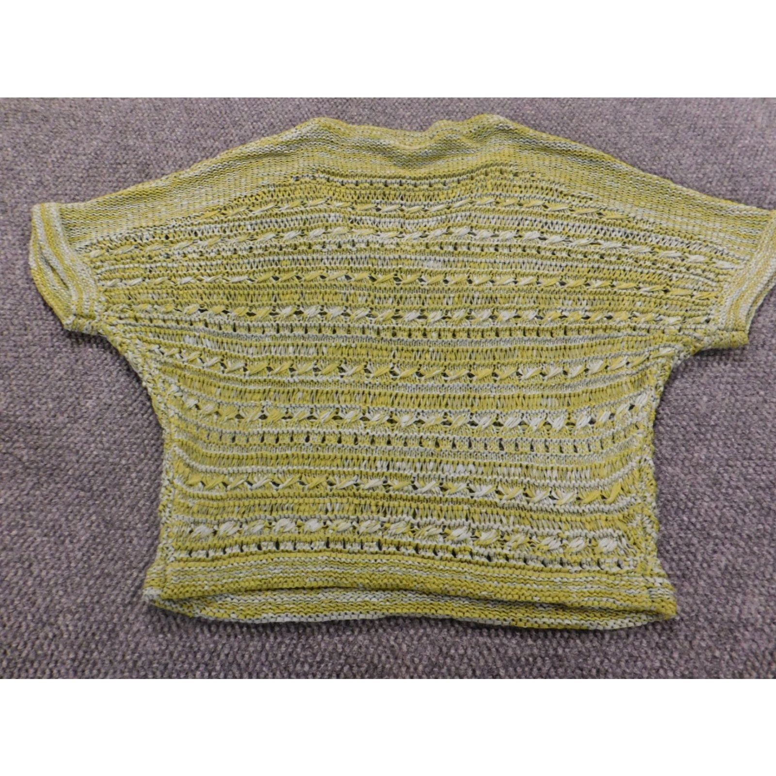 Vintage Vertigo Womens Sweater L Green Pullover V-Neck Raglan Sleeve Stretch Logo Modern Knit Open-Knit Short Sleeve Regular Size L / US 10 / IT 46 - 7 Thumbnail