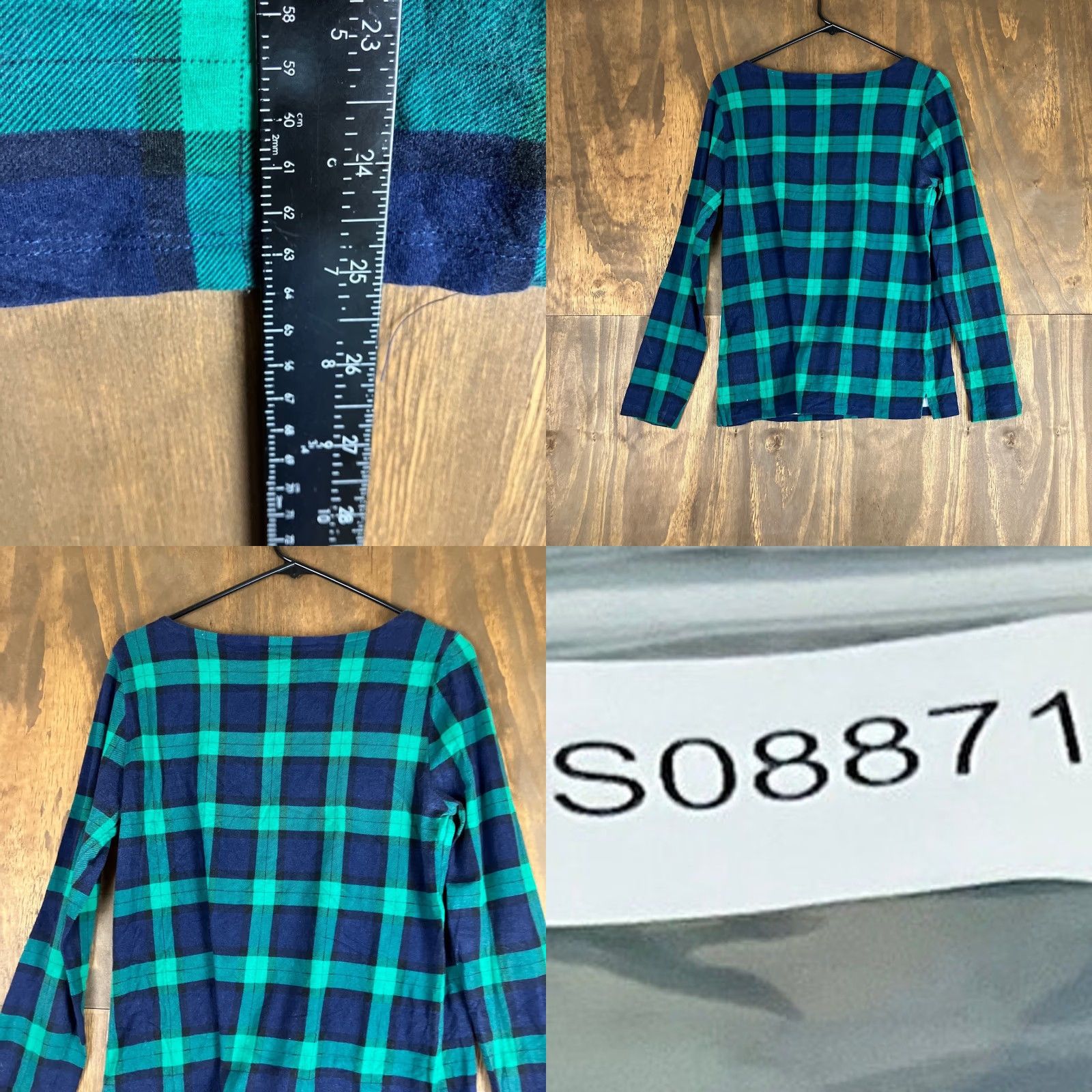 Talbots Talbots Womens Shirt Navy Green Plaid Boat Neck Long Sleeve Stretch Medium Size M / US 6-8 / IT 42-44 - 8 Thumbnail