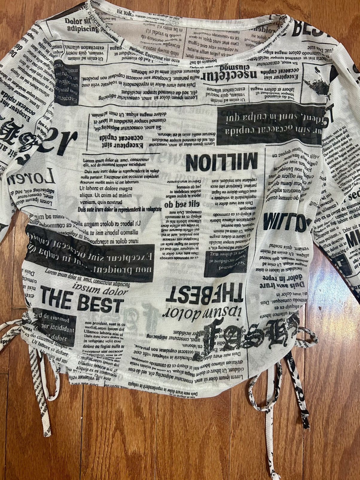 Other Newspaper Print Long Sleeve Top with Drawstrings Size S / US 4 / IT 40 - 2 Thumbnail
