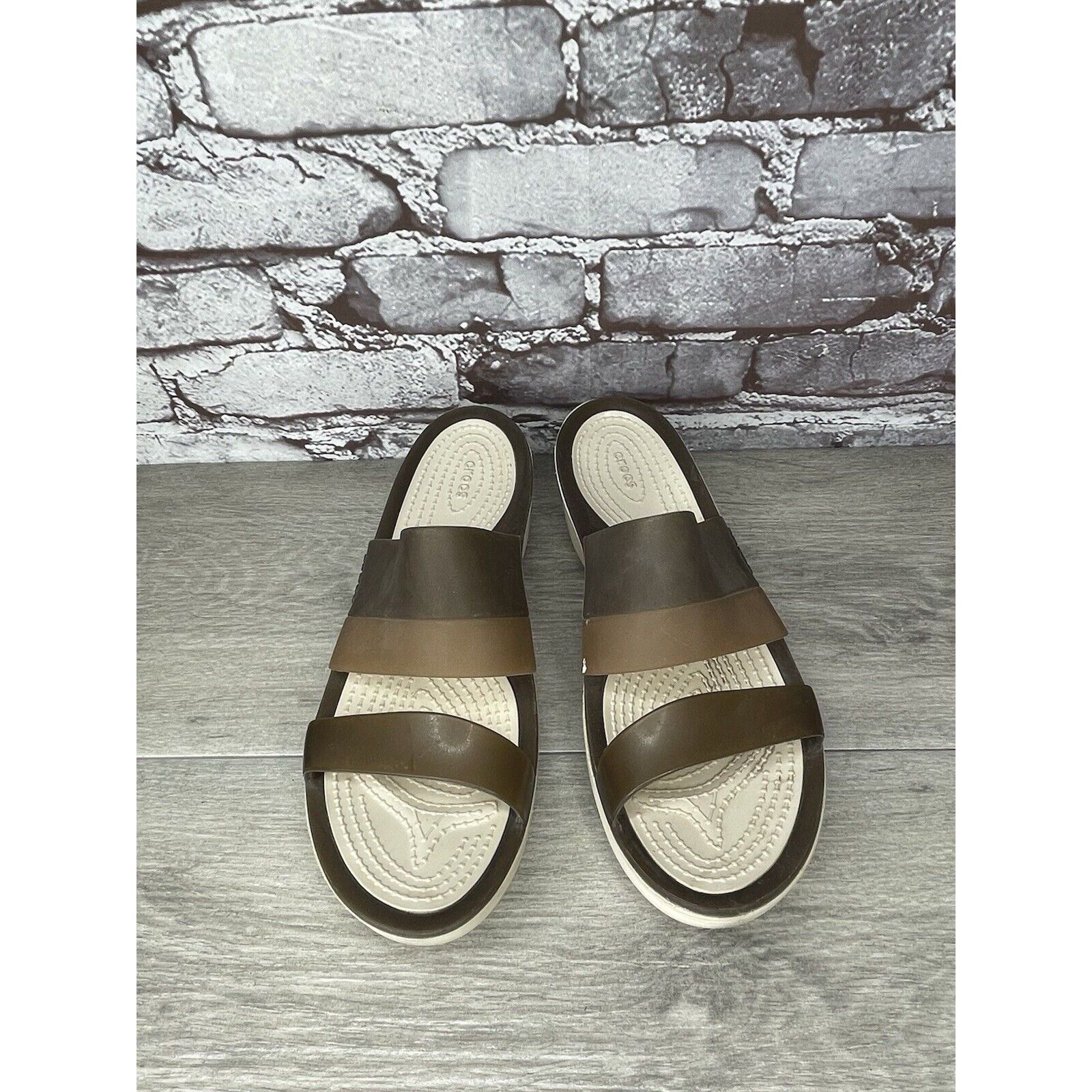Crocs CROCS CIABATTA 200031 COLORBLOCK BROWN TAN SLIP ON WEDGE SA Size US 9 / IT 39 - 9 Thumbnail