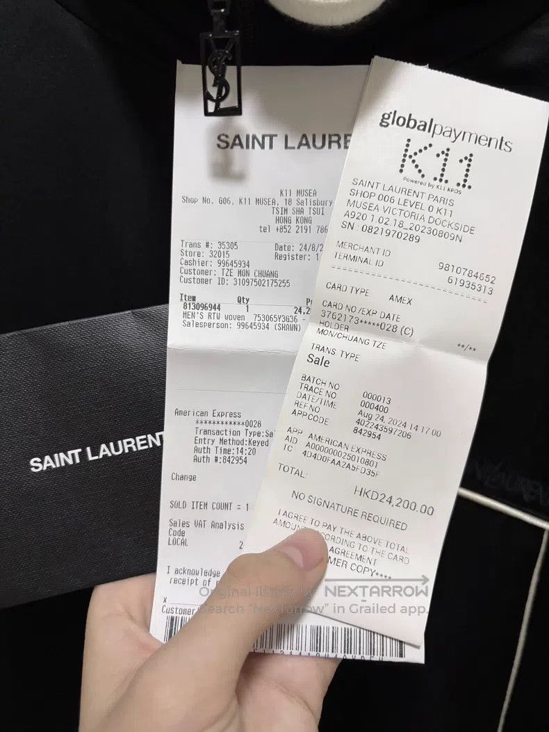Saint Laurent Paris Saint Laurent Paris Stand collar silk slogan embroidery bl Size US L / EU 52-54 / 3 - 6 Thumbnail