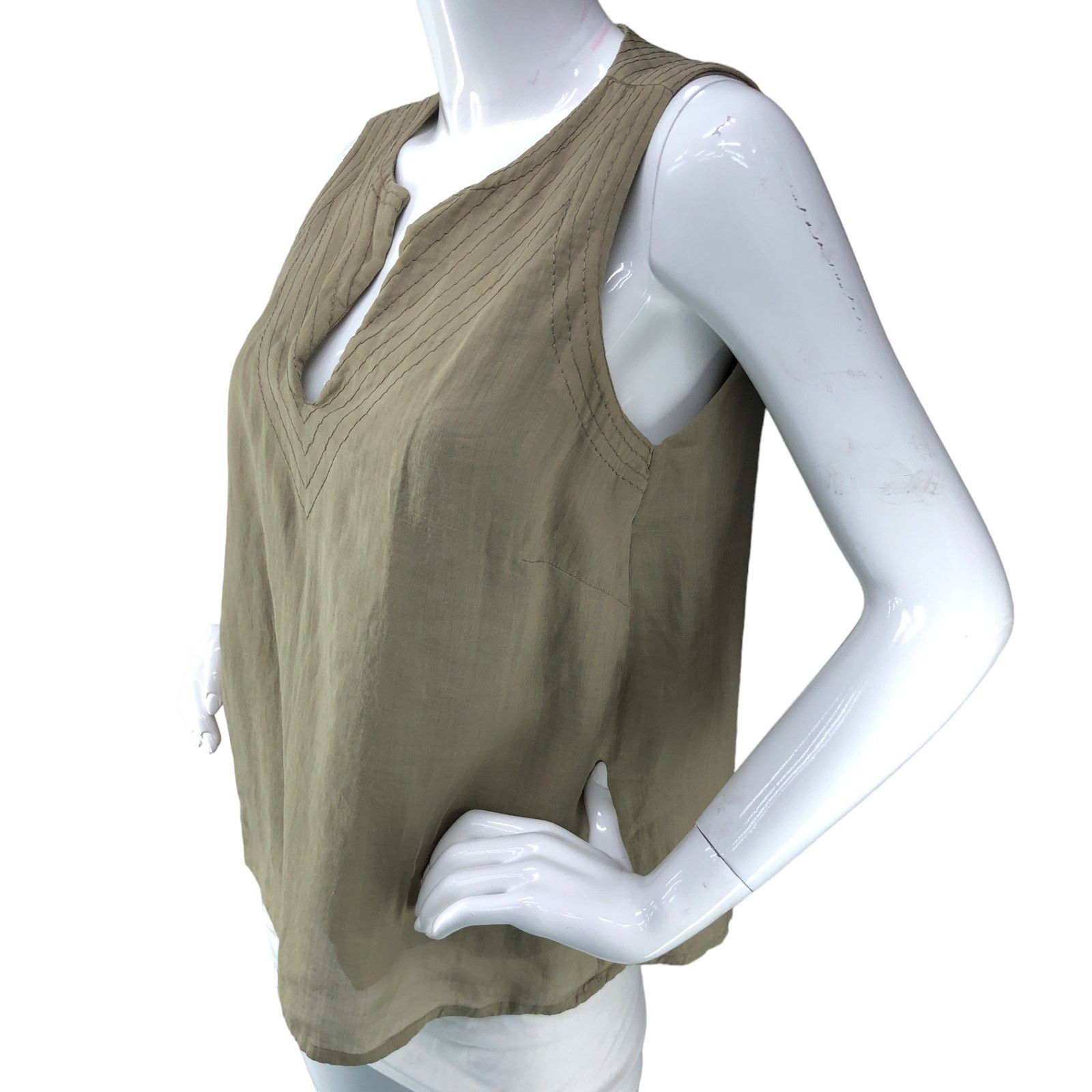 Adolfo Dominguez Adolfo Dominguez Size S Shell Tank Top Green Deep V Neck Size S / US 4 / IT 40 - 4 Thumbnail
