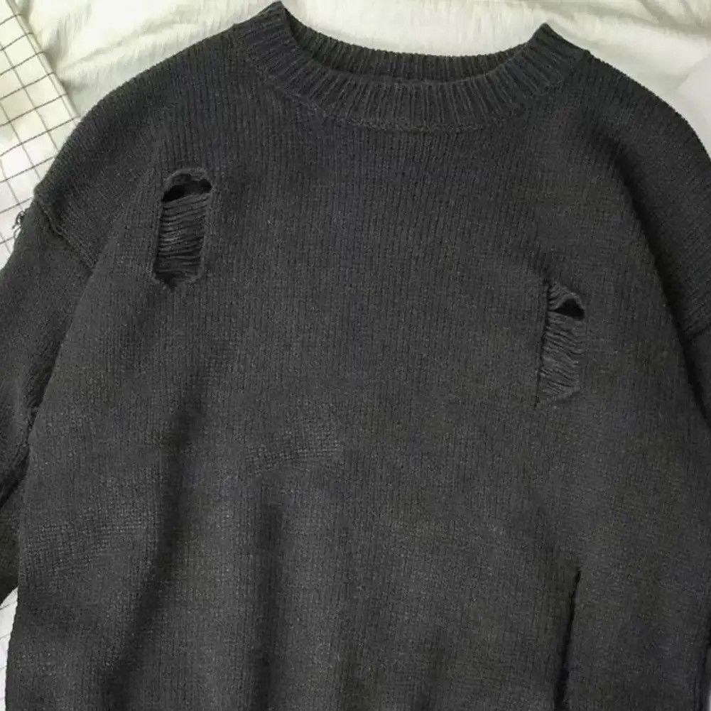 Japanese Brand × Vintage Vintage Wash Hole Ripped Knitted Sweater Y2k Streetwear Size US L / EU 52-54 / 3 - 3 Thumbnail