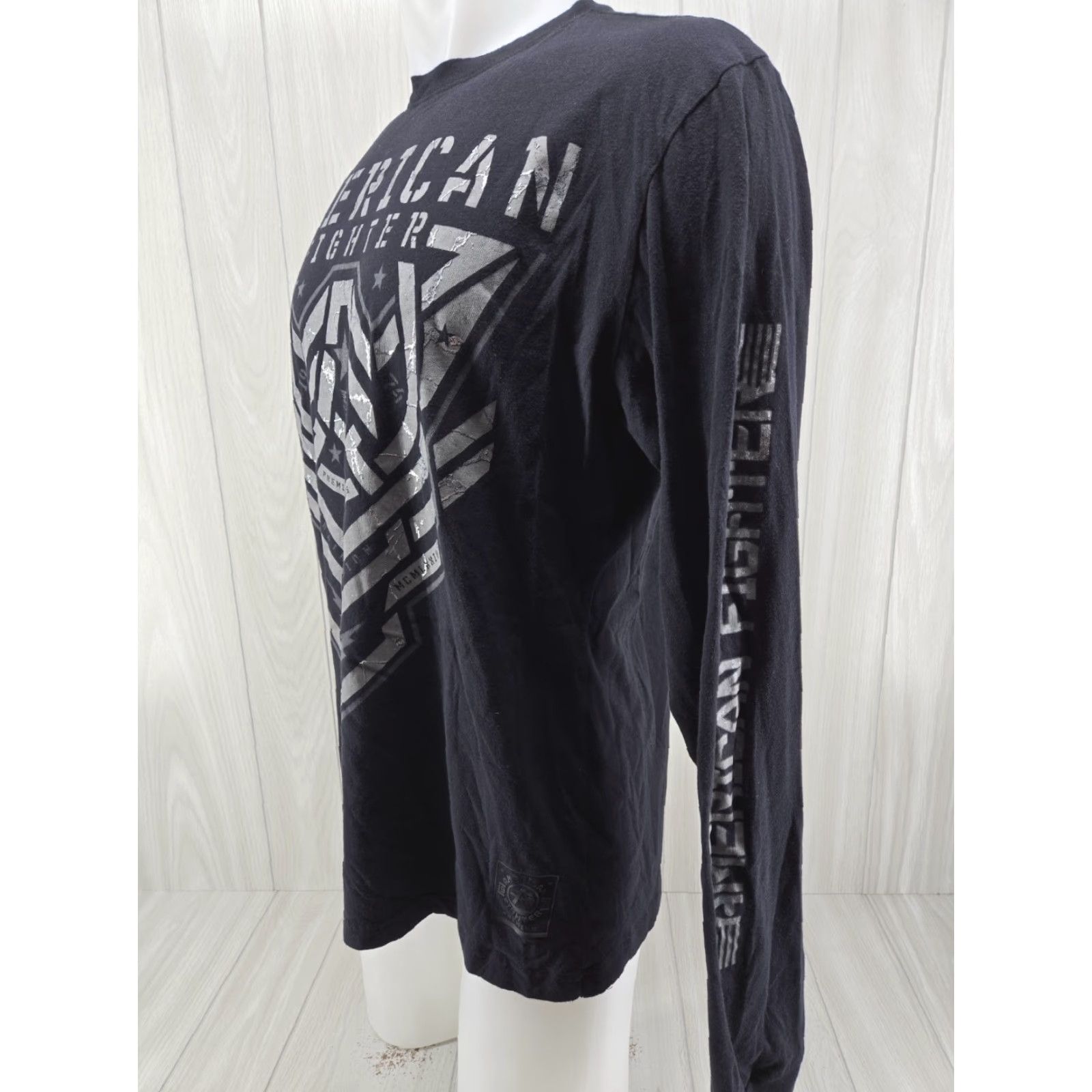 Vintage American Fighter Shirt Mens Large Black Long Sleeve Graphic MMA Size US L / EU 52-54 / 3 - 3 Thumbnail
