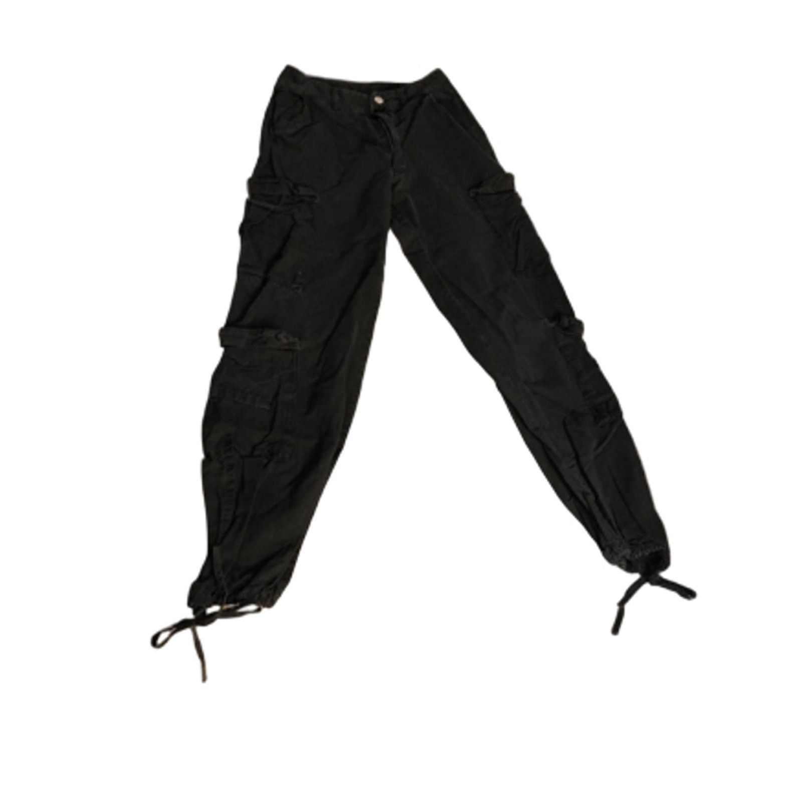 Other Unbranded Cargo Jogger Pants Utility Streetwear Black XS Size 22" - 2 Thumbnail