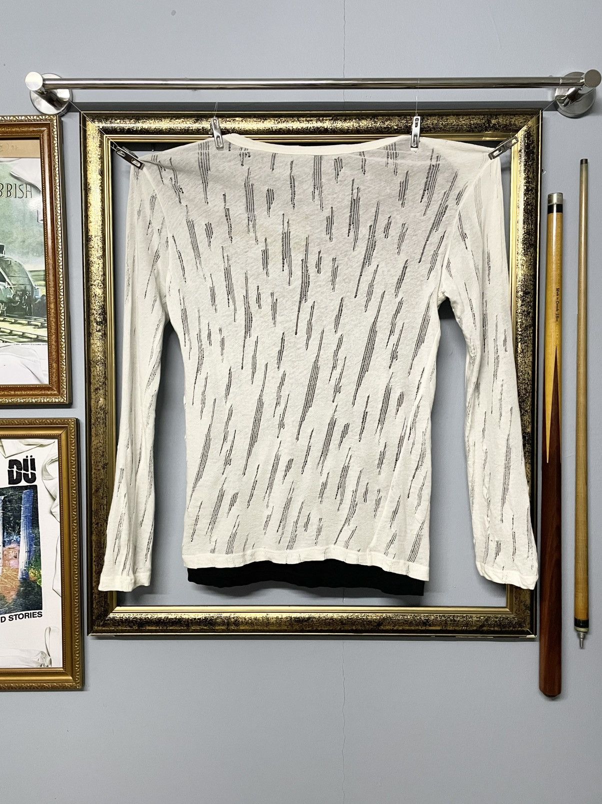 Yohji Yamamoto Vintage Yohji Yamamoto Distressed Pattern Thin Longsleeve Size US M / EU 48-50 / 2 - 8 Thumbnail