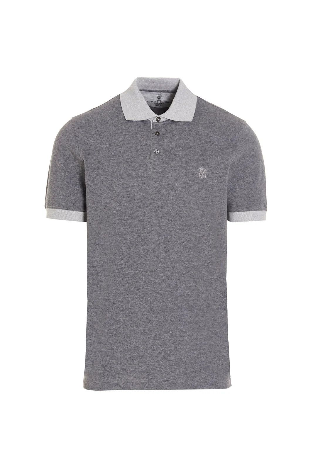 image of Brunello Cucinelli O1W1Db10524 Polo T-Shirt In Grey, Men's (Size XL)
