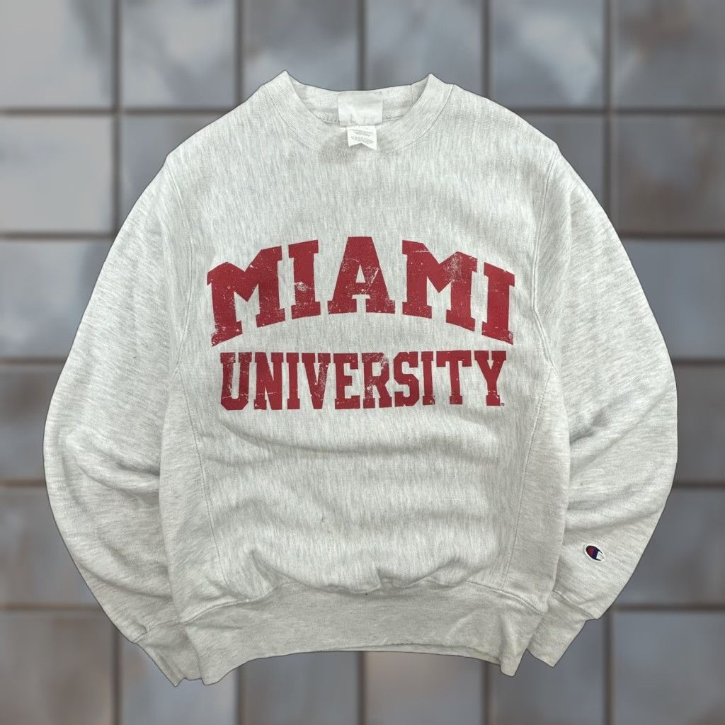 Champion VINTAGE Champion Reverse Weave Sweatshirt Mens XS Crewneck Pullover Miami University Gray Graphic Print University 90s Size US XS / EU 42 / 0 - 1 Thumbnail