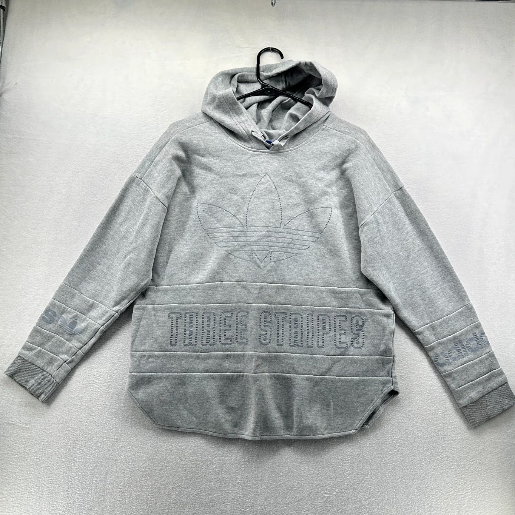 Adidas VINTAGE adidas Three Stripe Pullover Hoodie Gray Men's M Long Sleeve Pullover Hooded Crew Neck Size US M / EU 48-50 / 2 - 2 Thumbnail