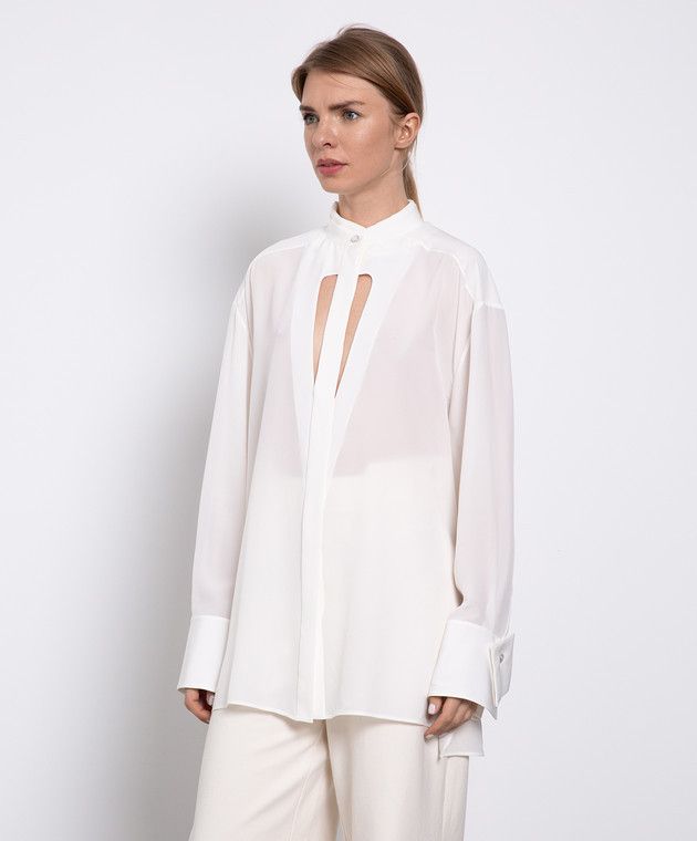 Givenchy o1y0925 Silk Shirt in White Size S / US 4 / IT 40 - 3 Thumbnail