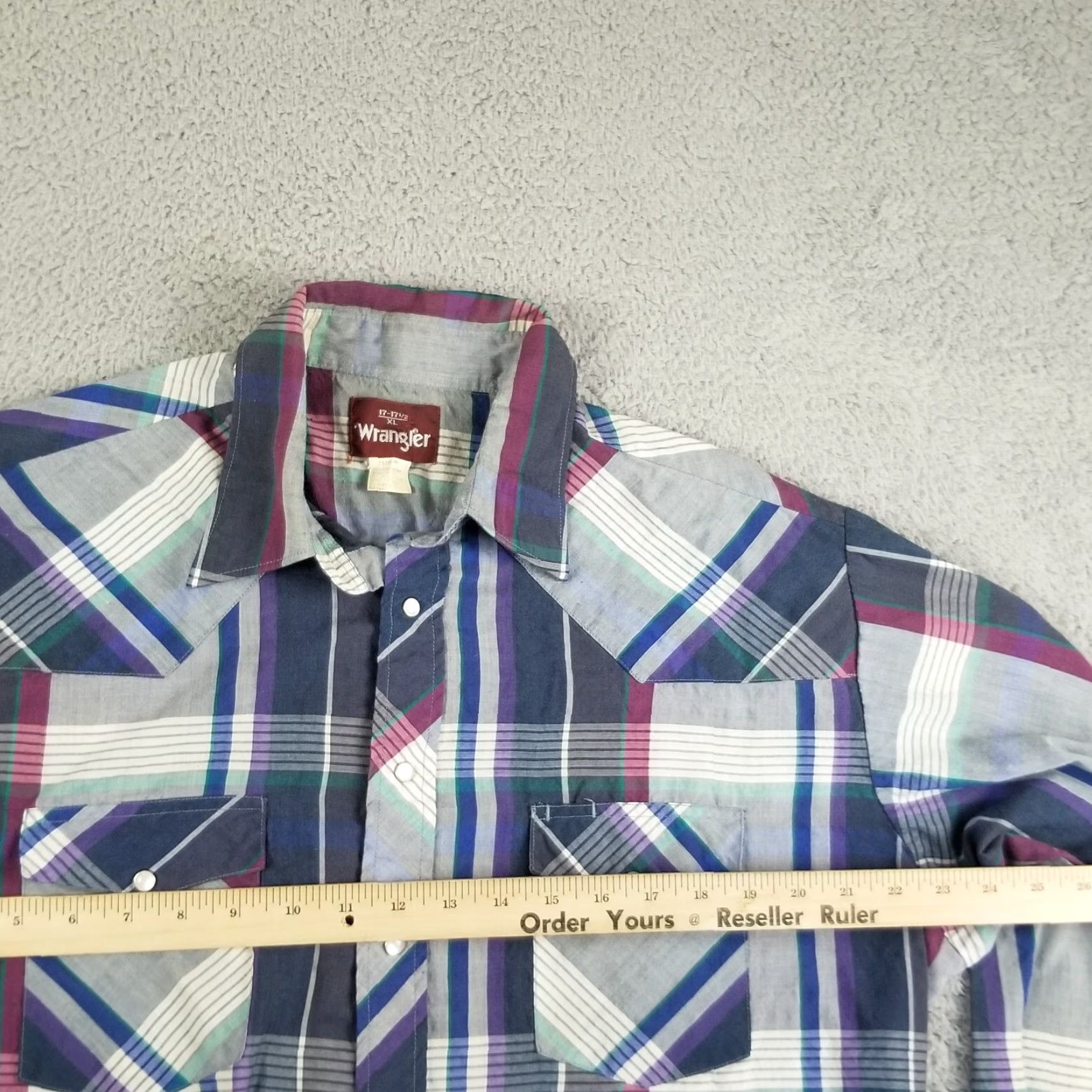Wrangler WRANGLER Western Pearl Snap Plaid Shirt Pink XL Long Sleeve Mens Size US XL / EU 56 / 4 - 5 Thumbnail