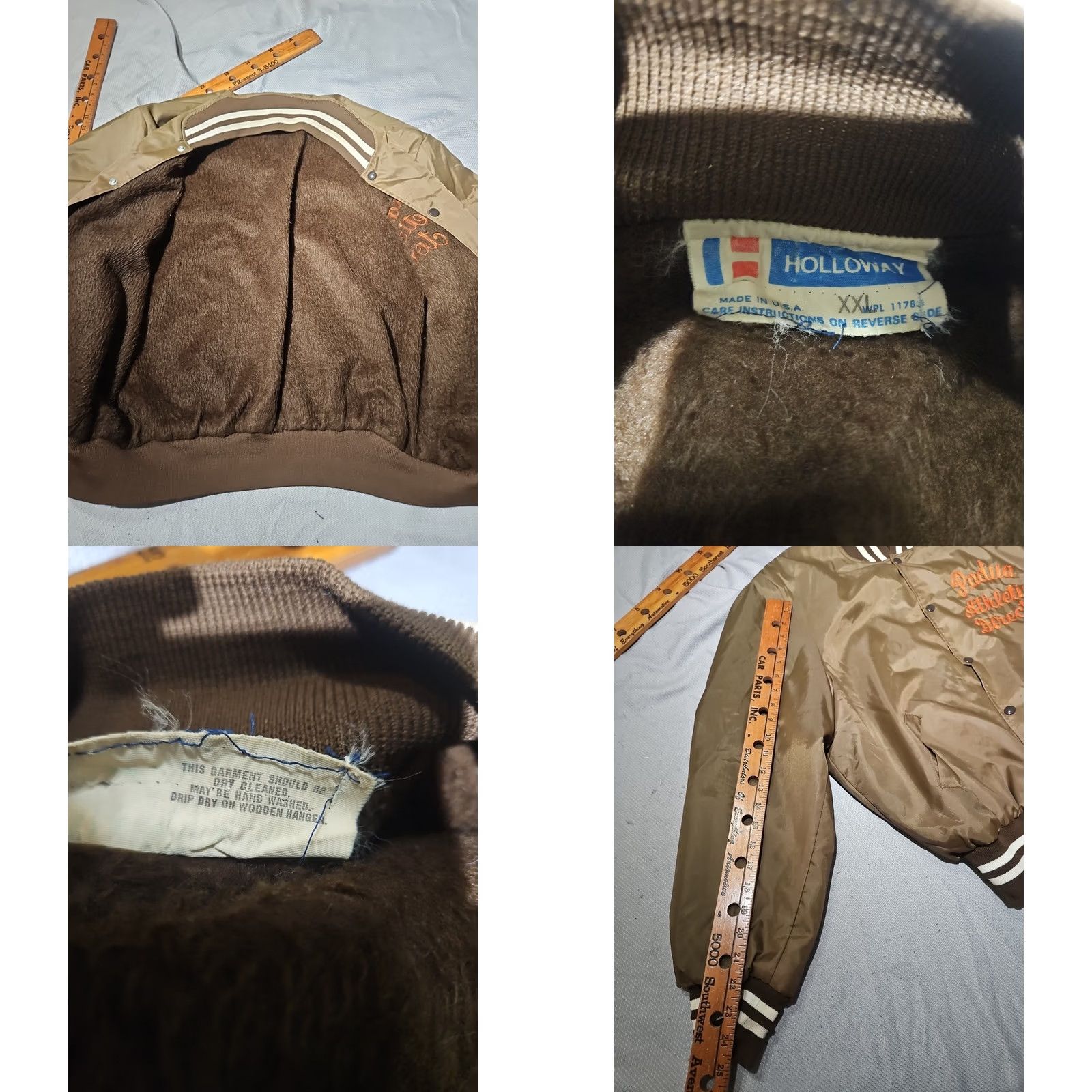 Holloway VINTAGE Holloway Varsity Jacket Adult 2XL Brown Bomber Snap Button Preppy Jacket Mens Size US XXL / EU 58 / 5 - 8 Thumbnail