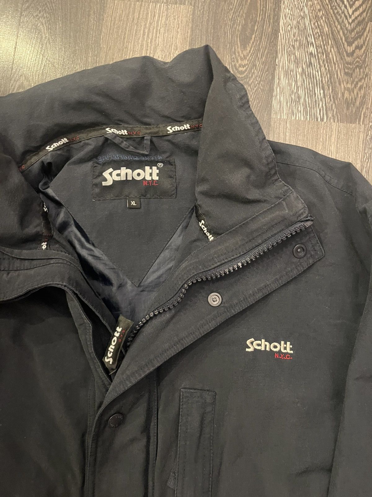 Schott Schott NYC Black Jacket XL – Classic Zip-Up Lightweight Coat Size US XL / EU 56 / 4 - 1 Thumbnail