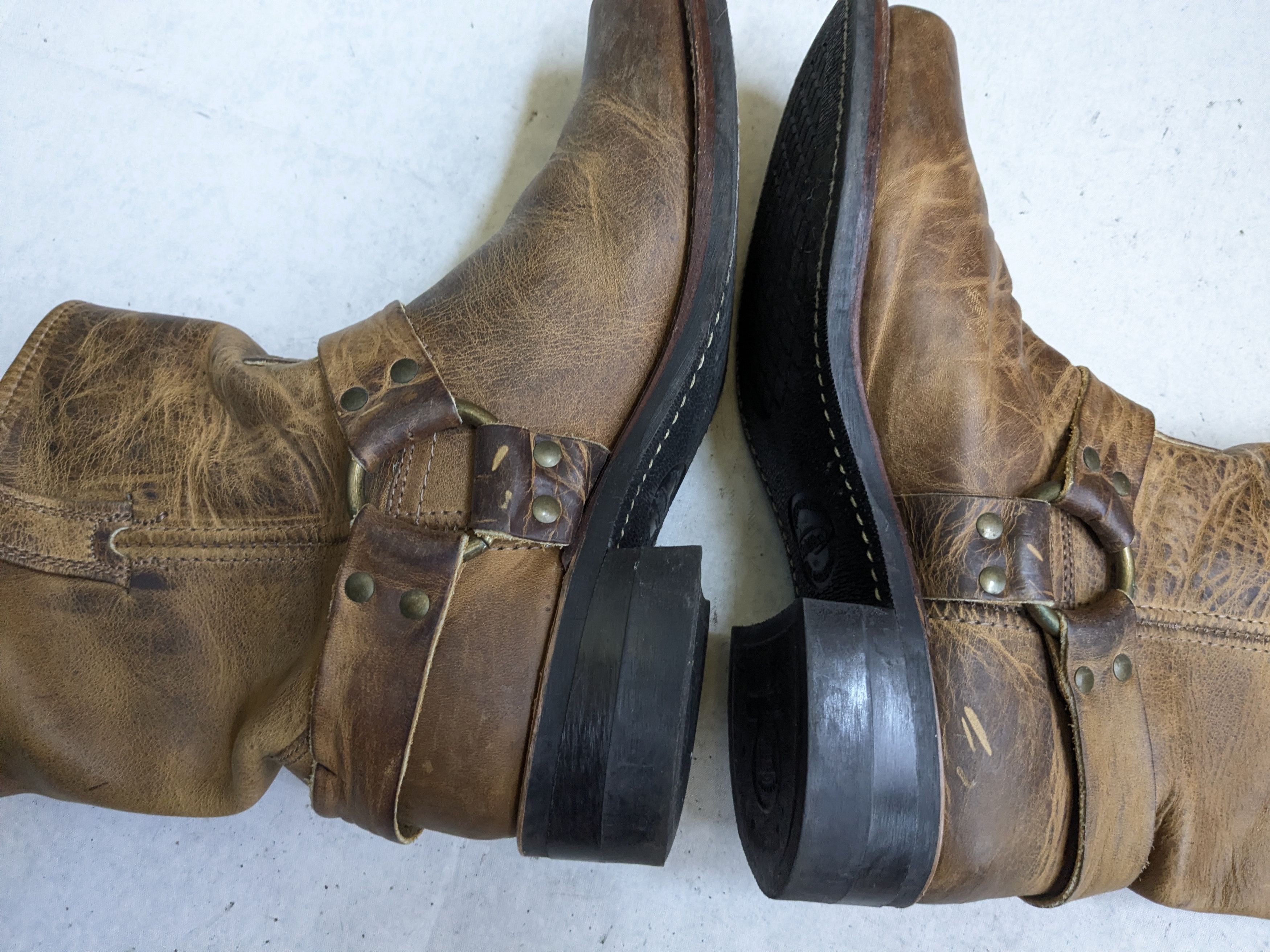 Frye Frye Harness Boots Brown 10 M Leather Buckle Straps Size US 10 / EU 43 - 9 Thumbnail
