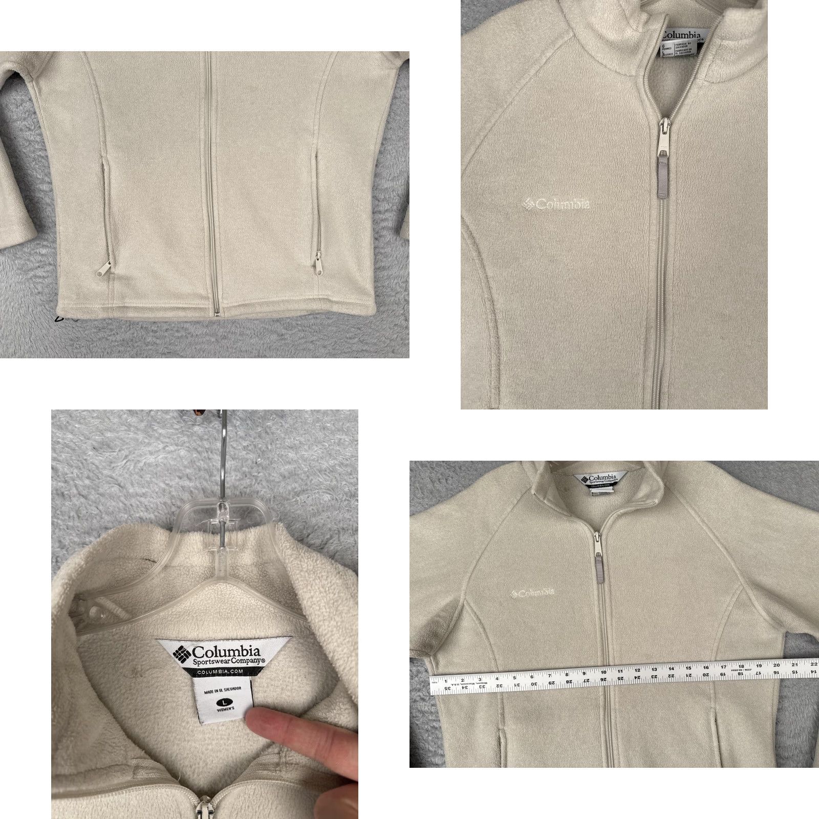 Vintage Columbia Womens Jacket Fleece Full Zip Outdoor Winter All Seasons White Long Sleeve Zip Pockets Regular Logo Mock Neck Historical Outdoor Theme 90s? Size L / US 10 / IT 46 - 8 Thumbnail