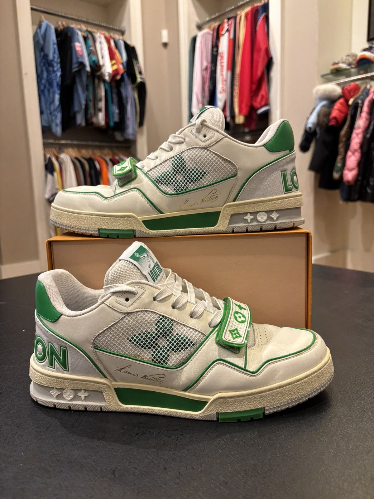 Louis Vuitton Louis Vuitton Strap Trainer White Green Size US 8 / EU 41 - 1 Thumbnail