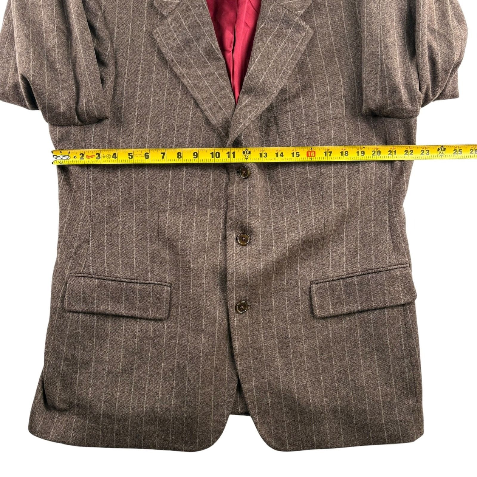 Other Bespoke Custom Men’s 100% Cashmere Chalk Striped Blazer Jack Size 48R - 7 Thumbnail