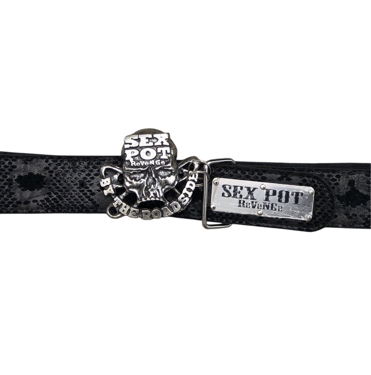 Sex Pot ReVeNGe Sex Pot Skull Buckle Snake Skin Belt Bondage Style Size ONE SIZE - 6 Thumbnail