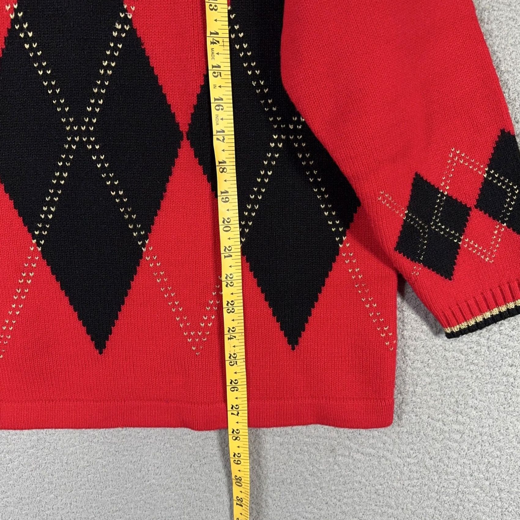 Black Diamond VINTAGE Robert Scott Ltd Argyle Sweater Women Large Red Black Diamond Christmas Holiday Pullover Knit Mock Neck Long Sleeve 90s Womens Size L / US 10 / IT 46 - 7 Thumbnail