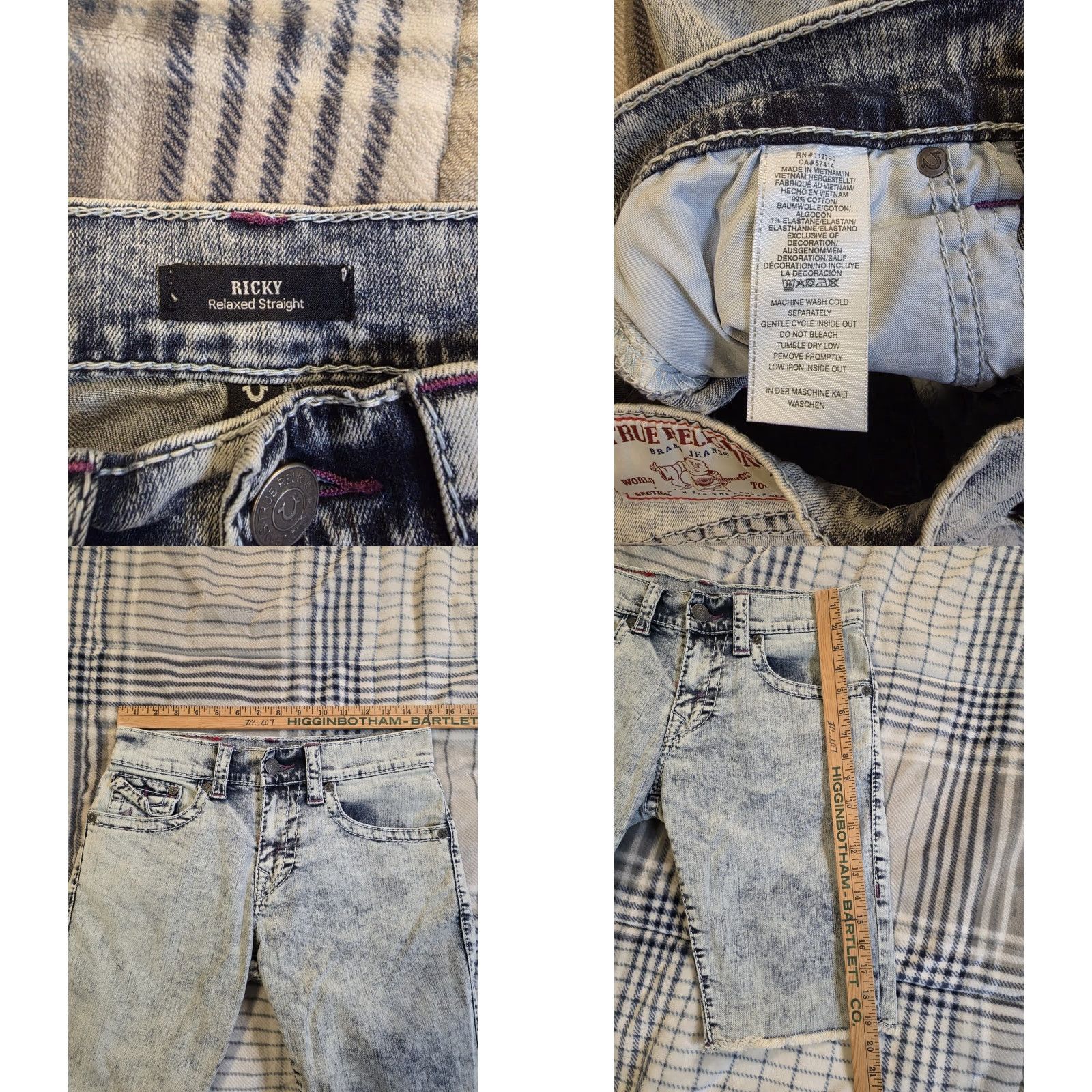 True Religion True Religion Ricky Relaxed Straight Super T Acid Wash Shorts Men's 29 Blue Denim Casual Summer 29 Mens Size US 29 - 8 Thumbnail