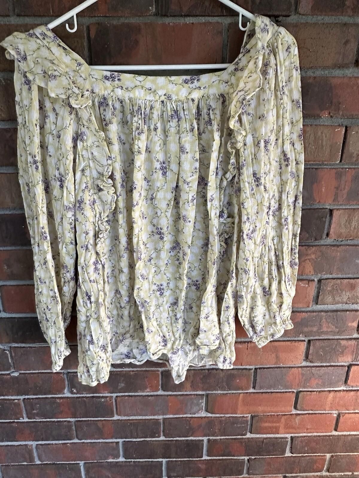 Chaps Women's Chaps Blouse Large Cottage Core Peasant Yellow Size M / US 6-8 / IT 42-44 - 6 Thumbnail